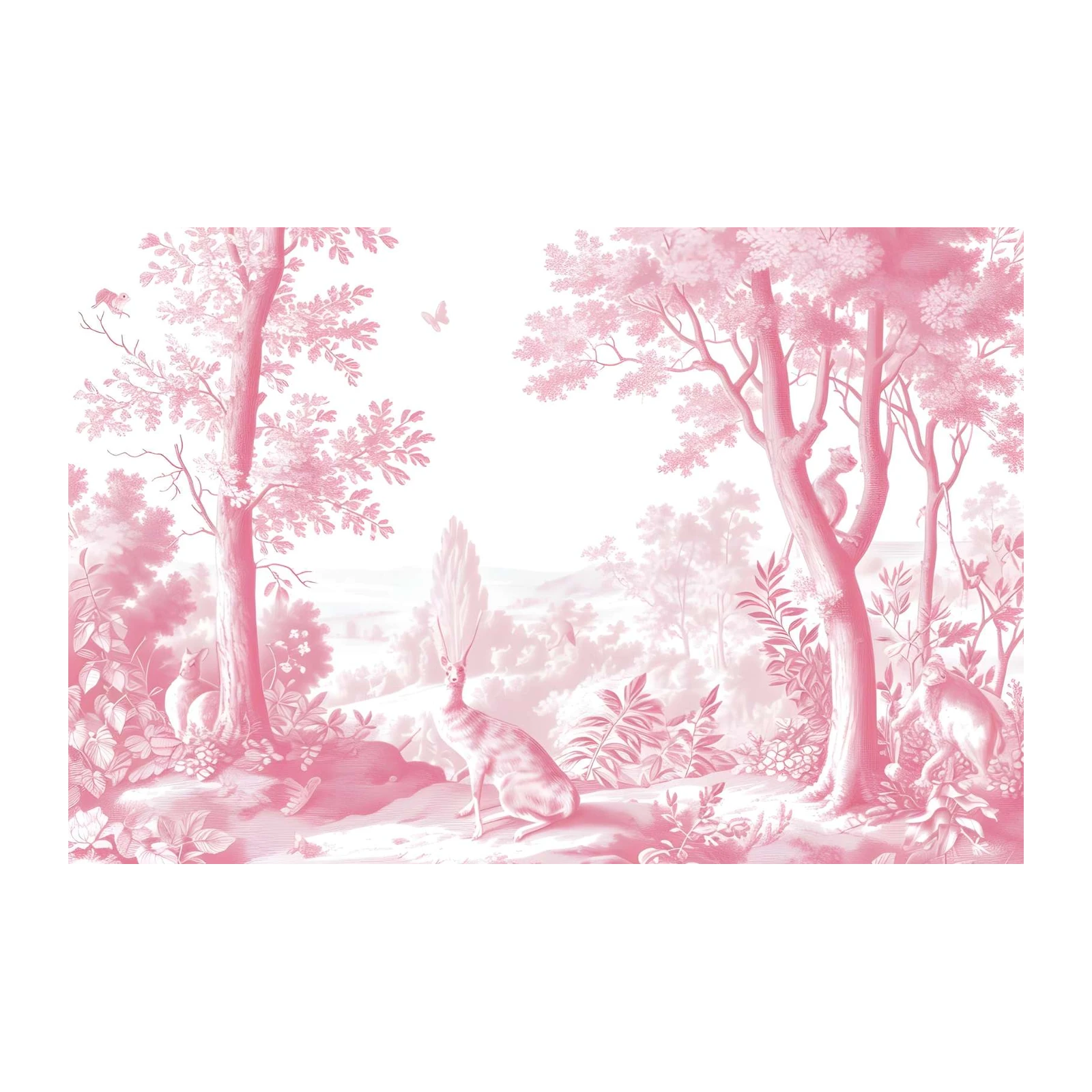 Enchanting Pink Woodland Animals Wall Art