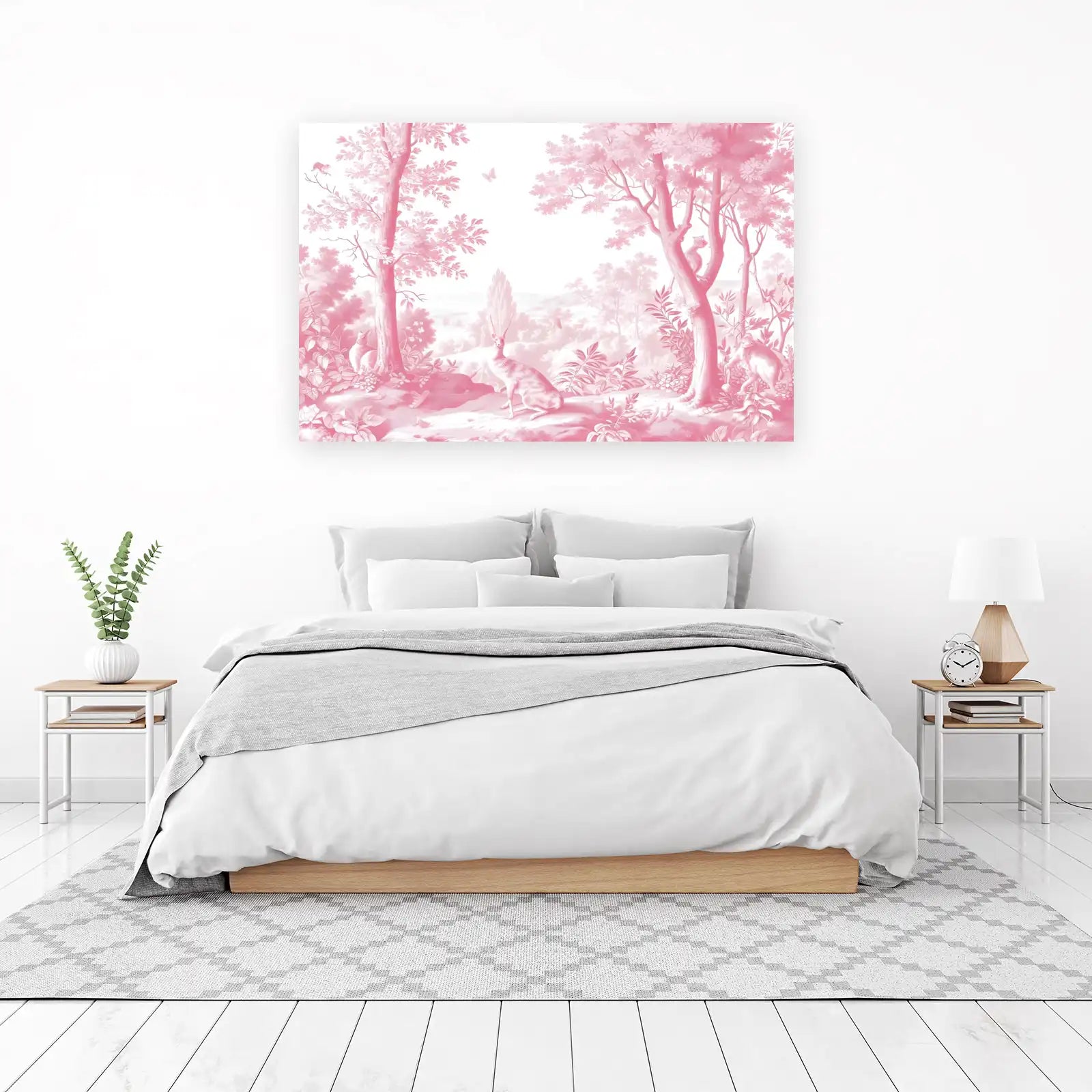 Enchanting Pink Woodland Animals Wall Art