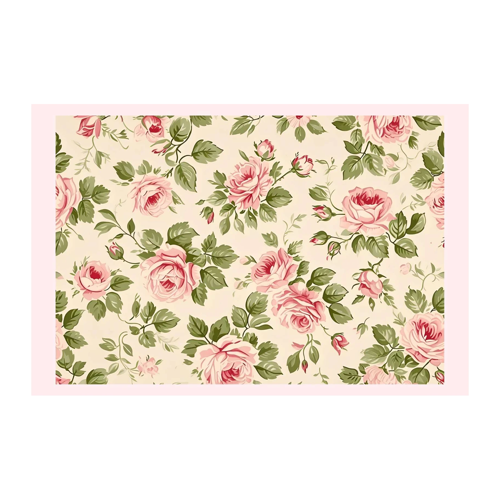 Vintage Pink Rose Garden Wall Art