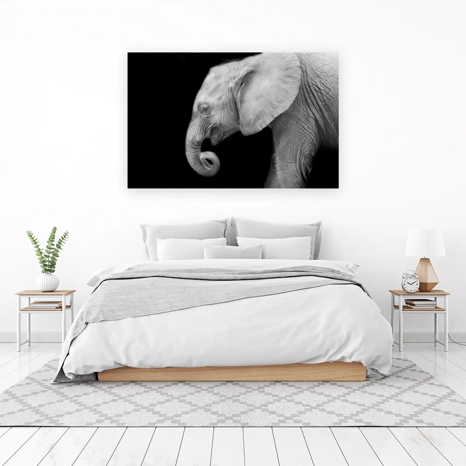 Majestic Elephant Portrait Black & White Wall Art