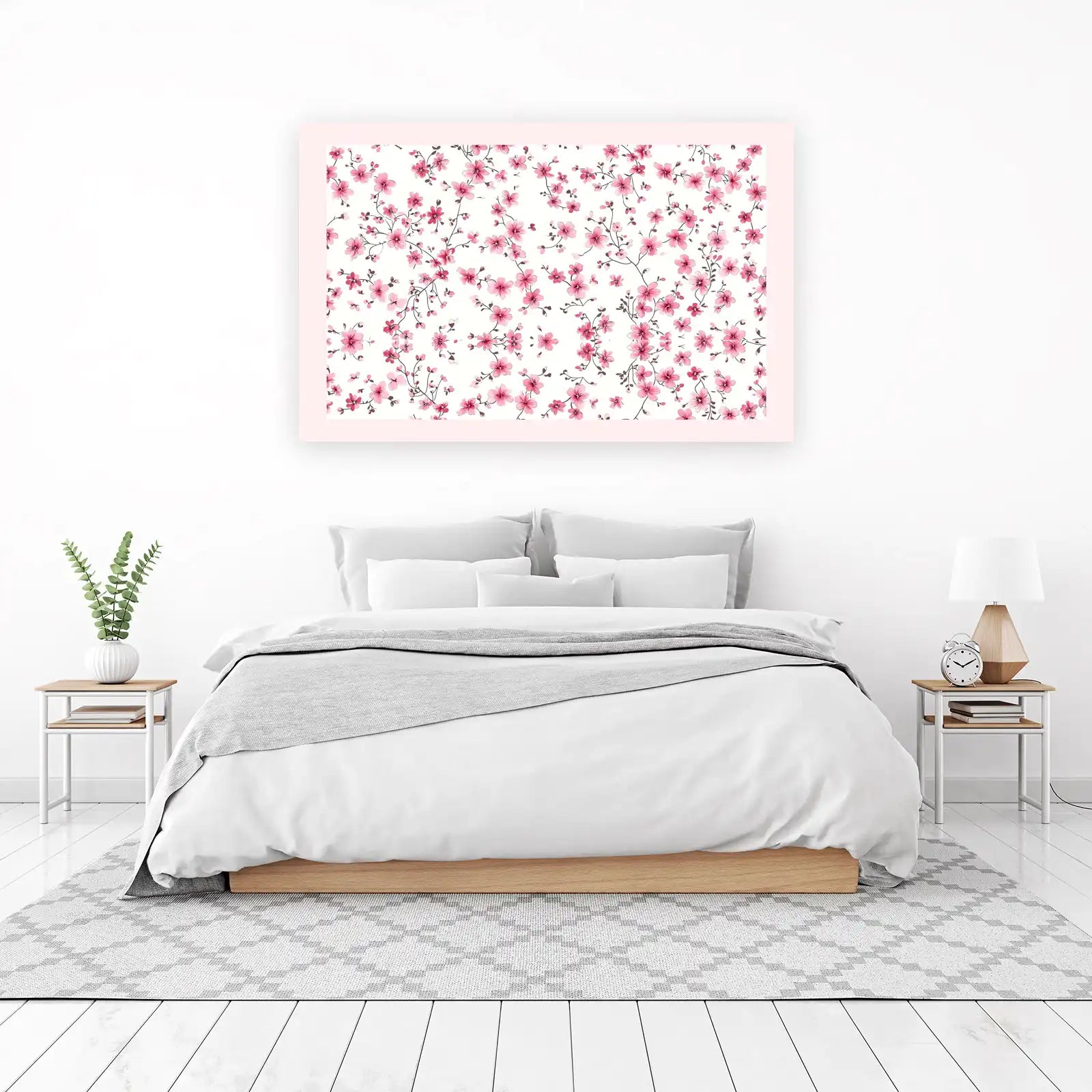 Pink Cherry Blossom Floral Wall Art Wall Art