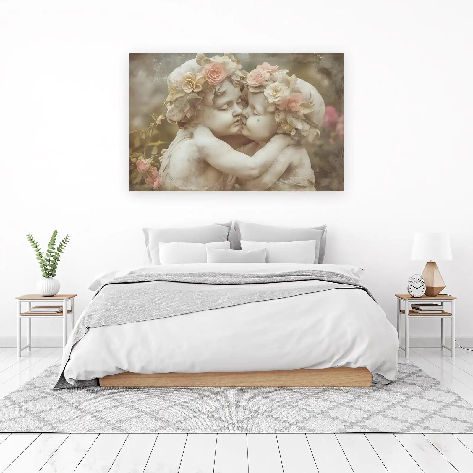 Cherubic Kiss Vintage Floral Wall Art
