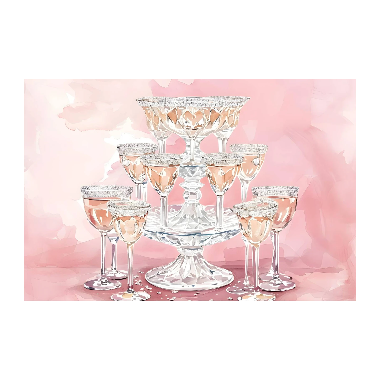 Elegant Bubbly Celebration Champagne Tower Wall Art