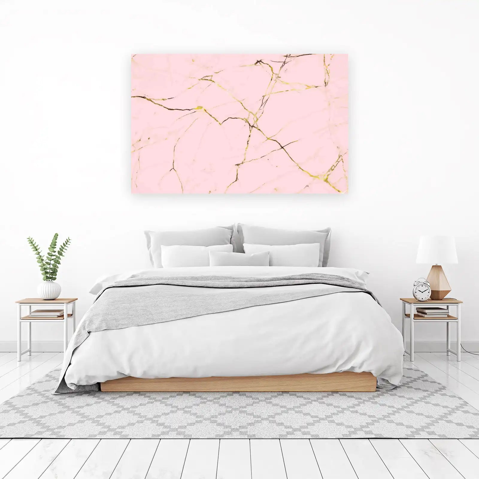 Elegant Pink Marble Gold Veins Wall Art