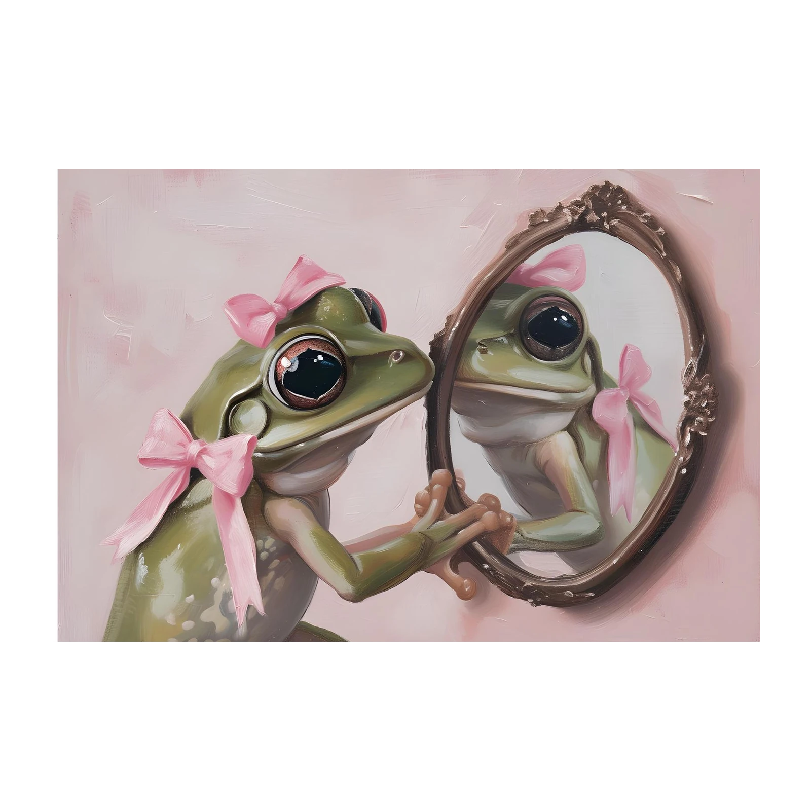 Charming Frog with Pink Bows Wall Art