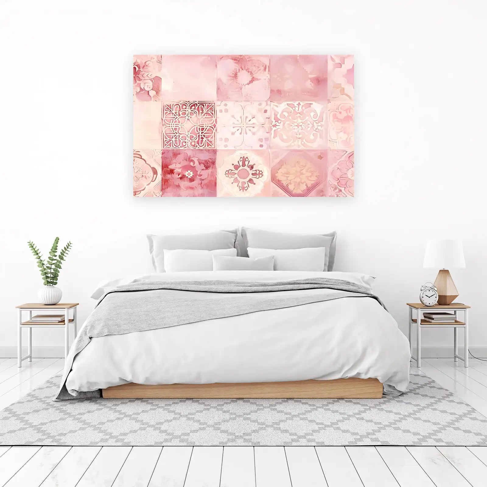 Blush Floral & Moroccan Tile Wall Art