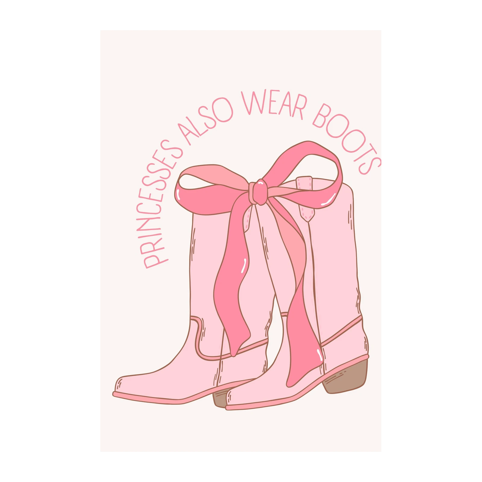 Pink Princess Boots & Bow Wall Art