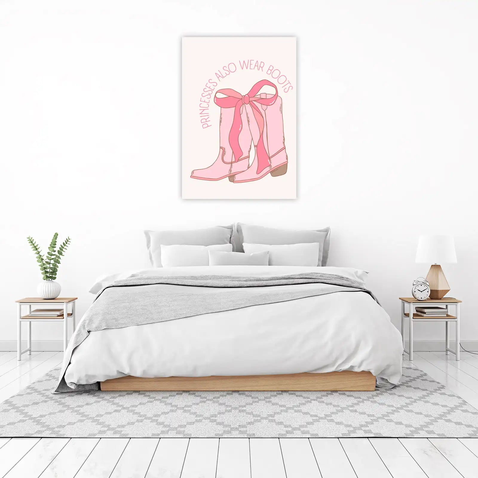 Pink Princess Boots & Bow Wall Art