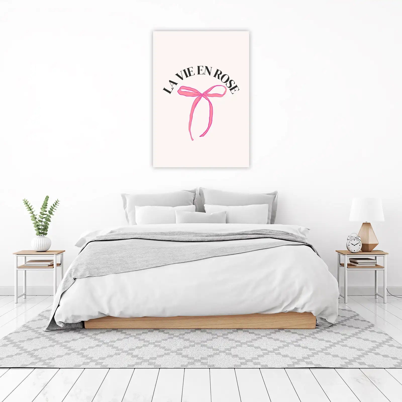La Vie En Rose Pink Bow Paris Quote Wall Art