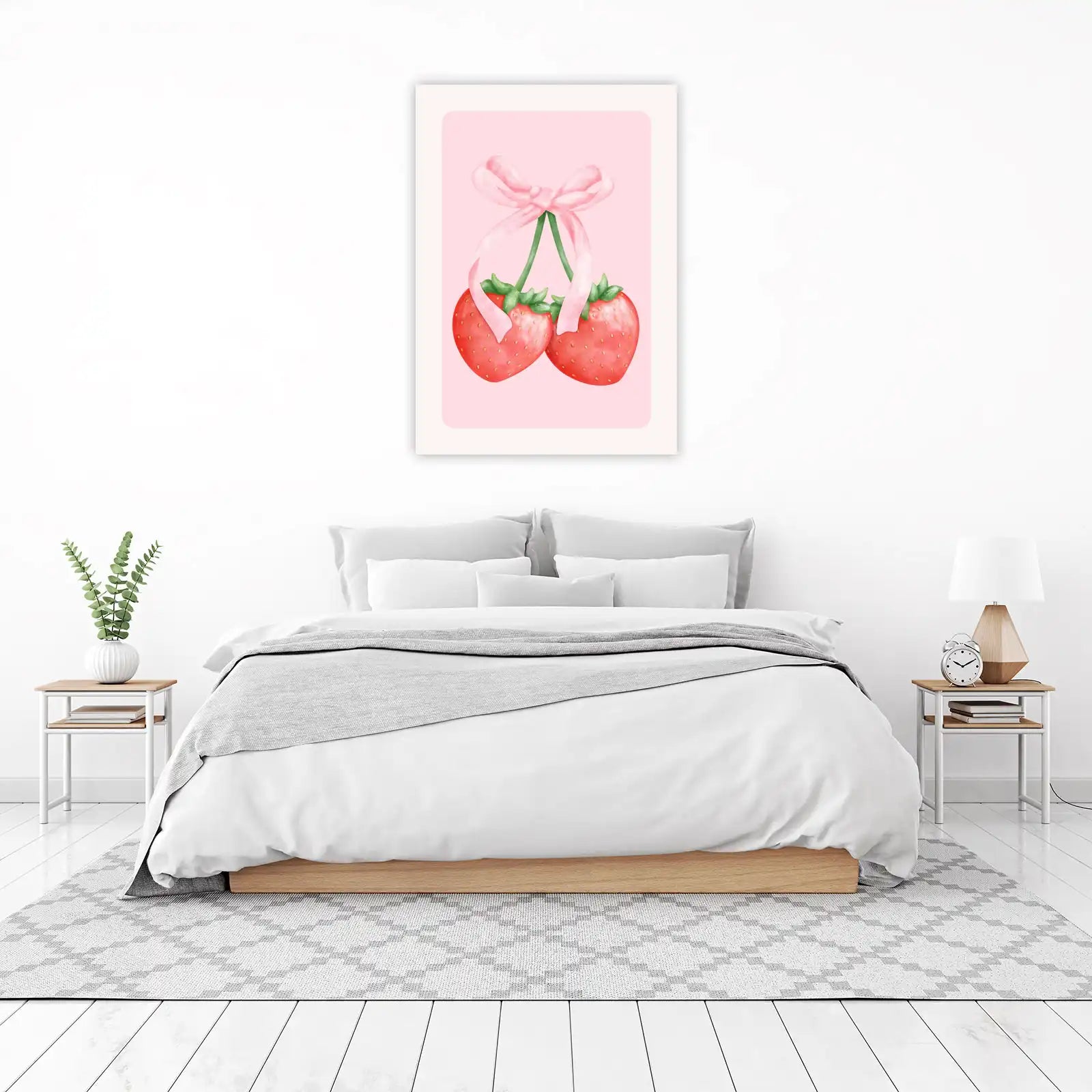 Sweet Strawberry Love Heart Wall Art