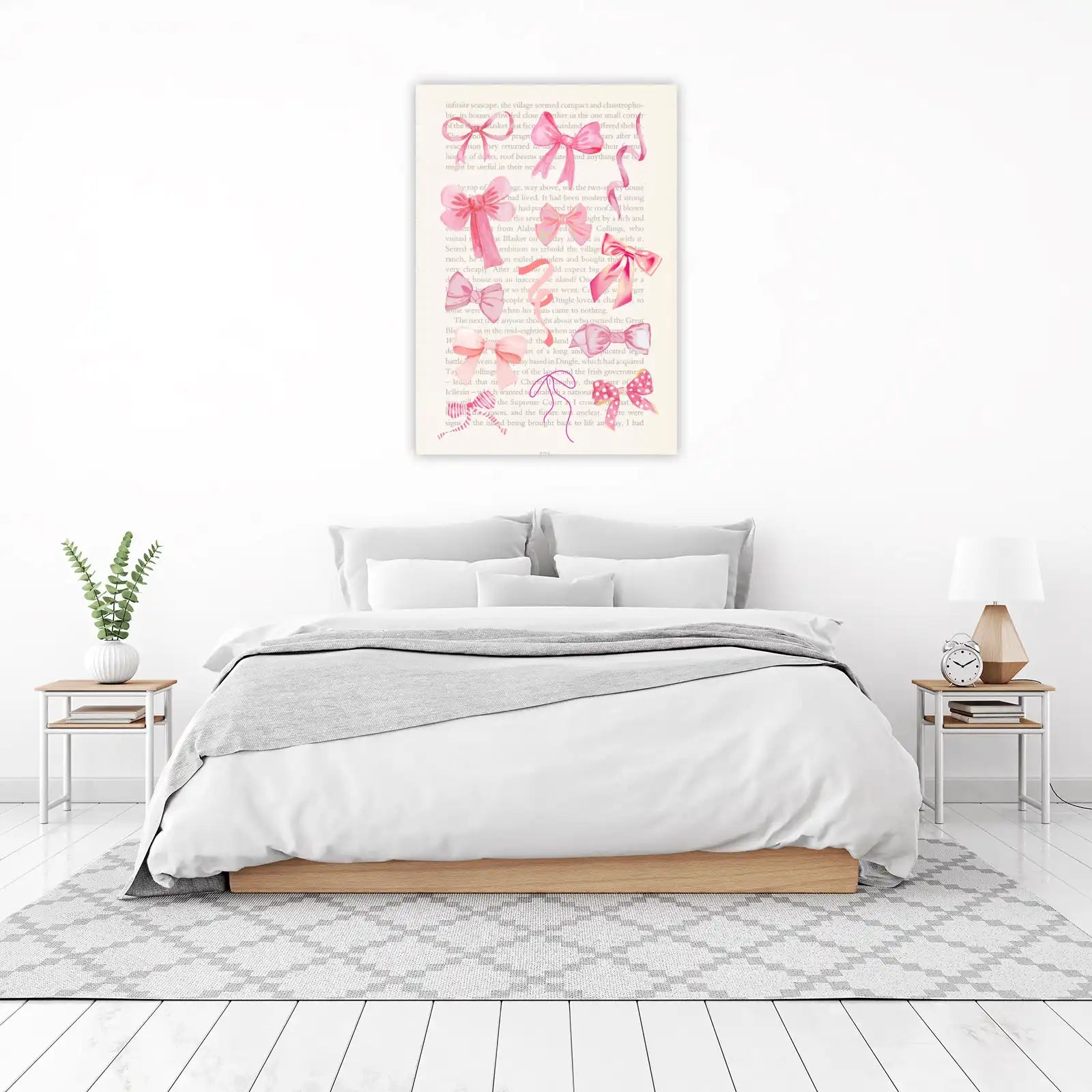 Whimsical Pink Bows Watercolor Wall Art