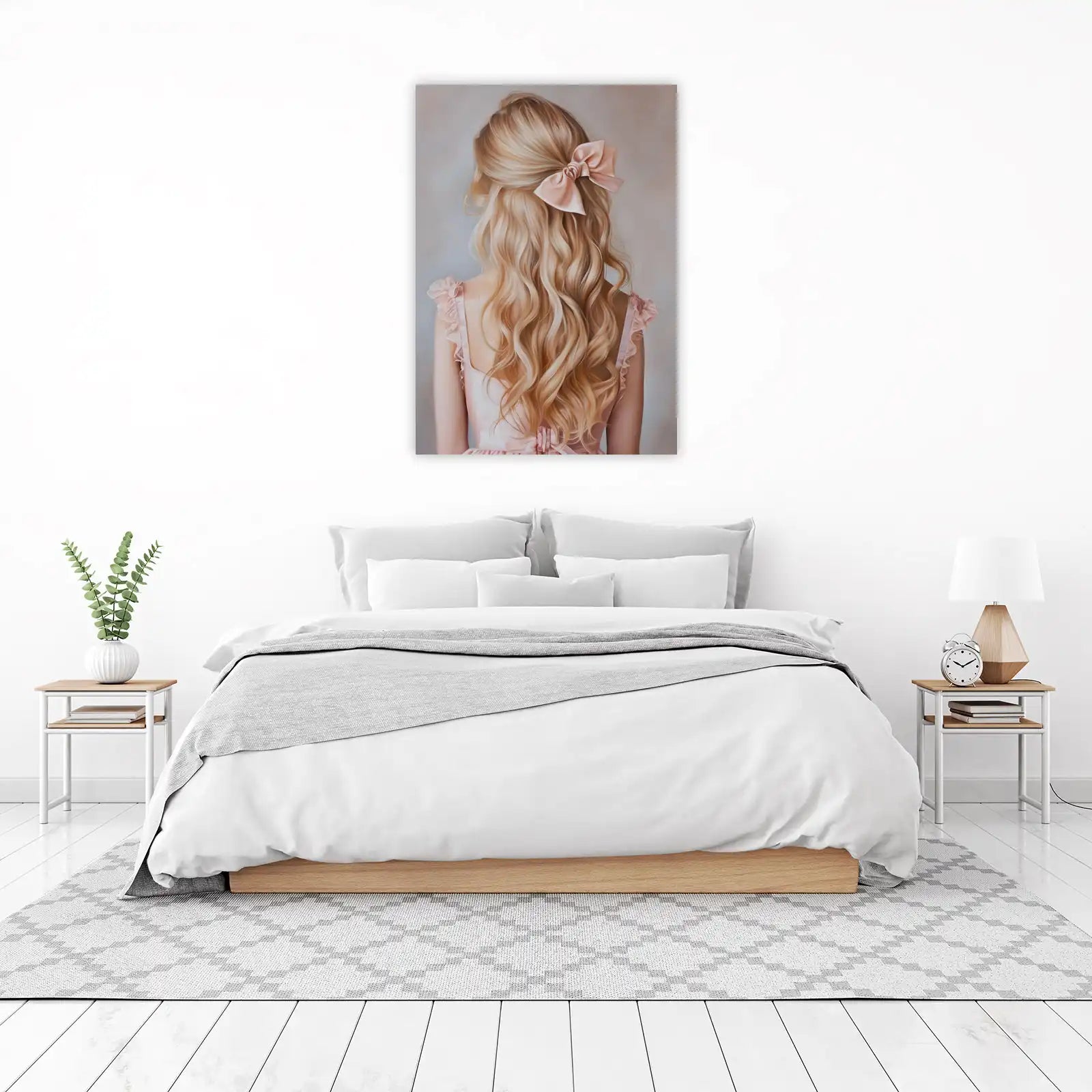Blonde Elegance Silk Bow Portrait Wall Art