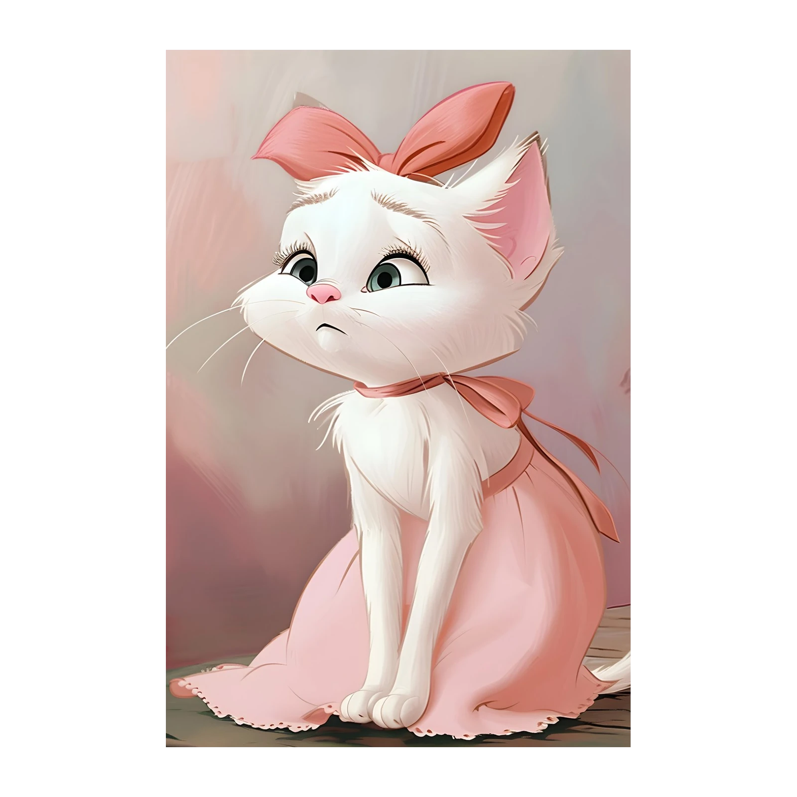 Charming Pink Bow Kitty Wall Art
