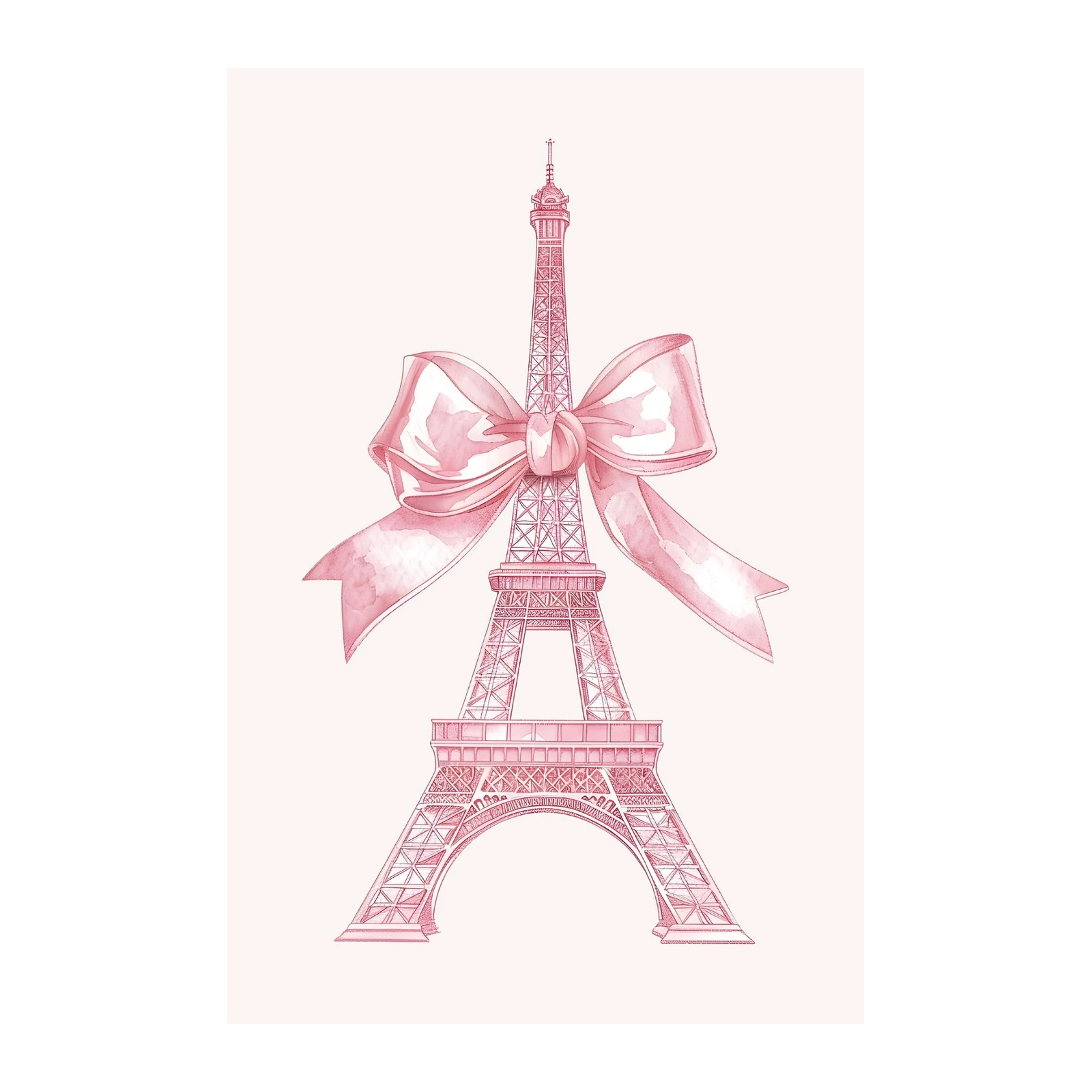 Pink Eiffel Tower Bow Wall Art