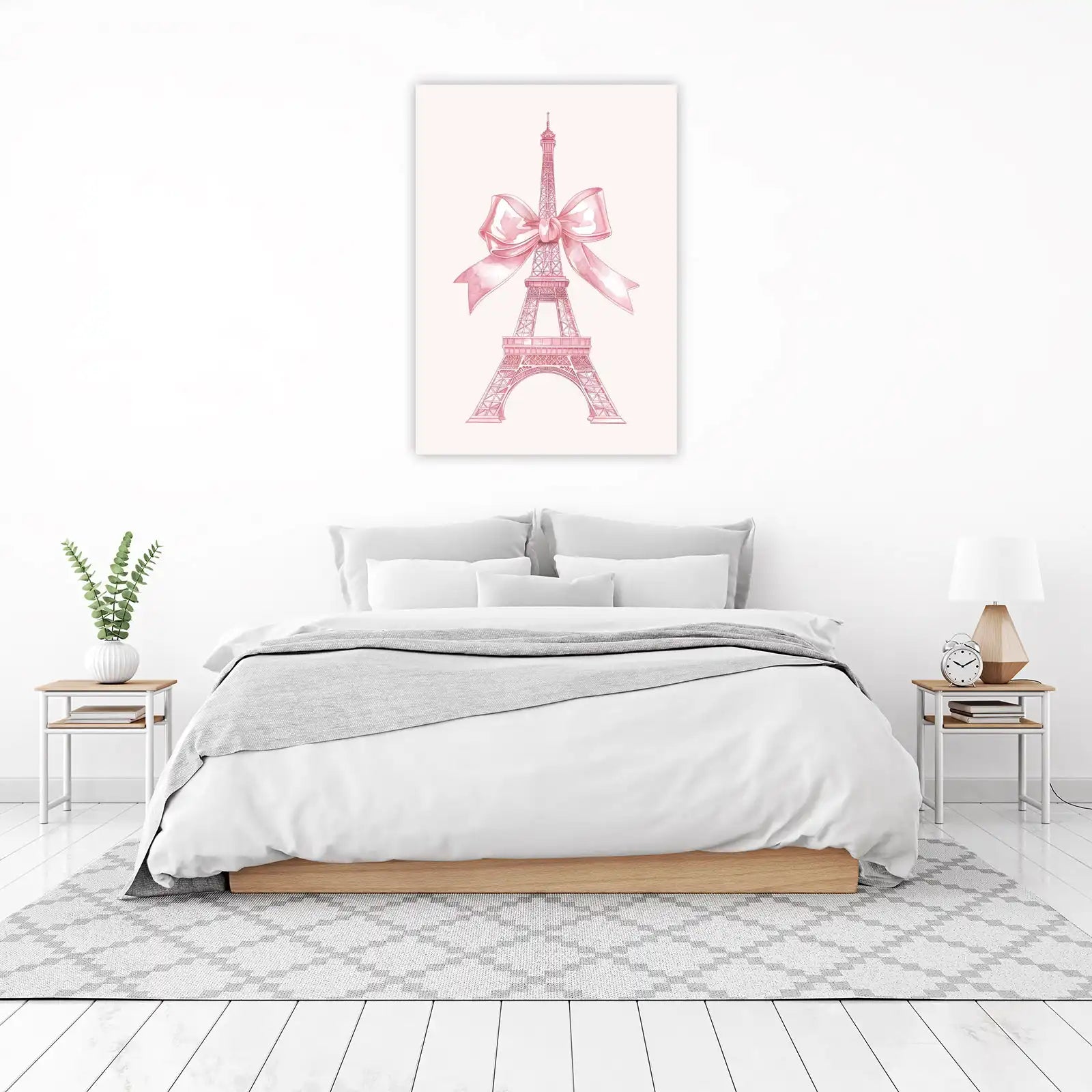 Pink Eiffel Tower Bow Wall Art