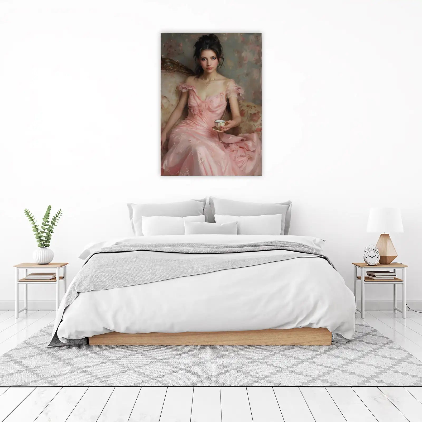 Elegant Lady Pink Gown Tea Time Wall Art