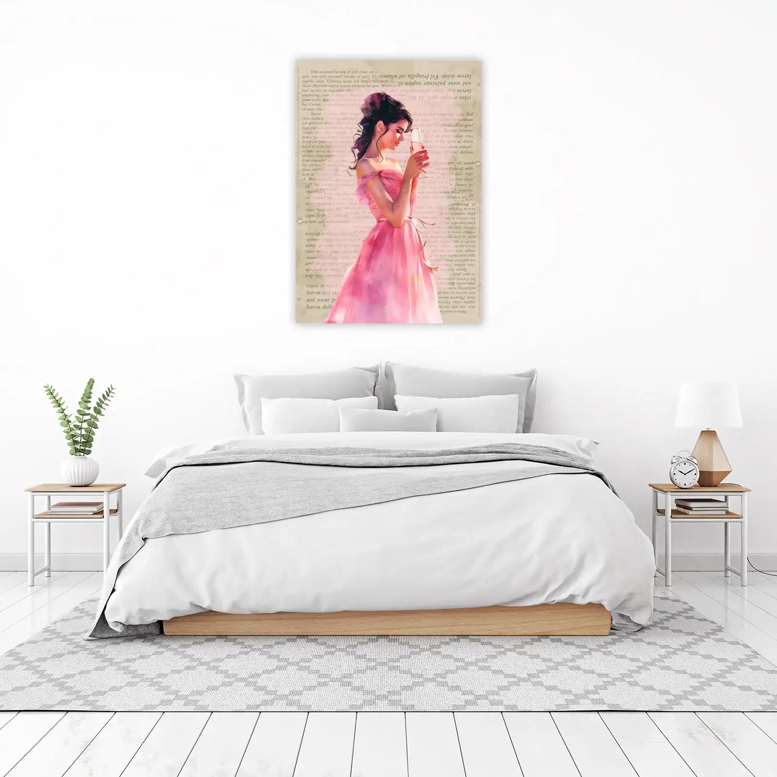 Elegant Lady in Pink Dress Wall Art