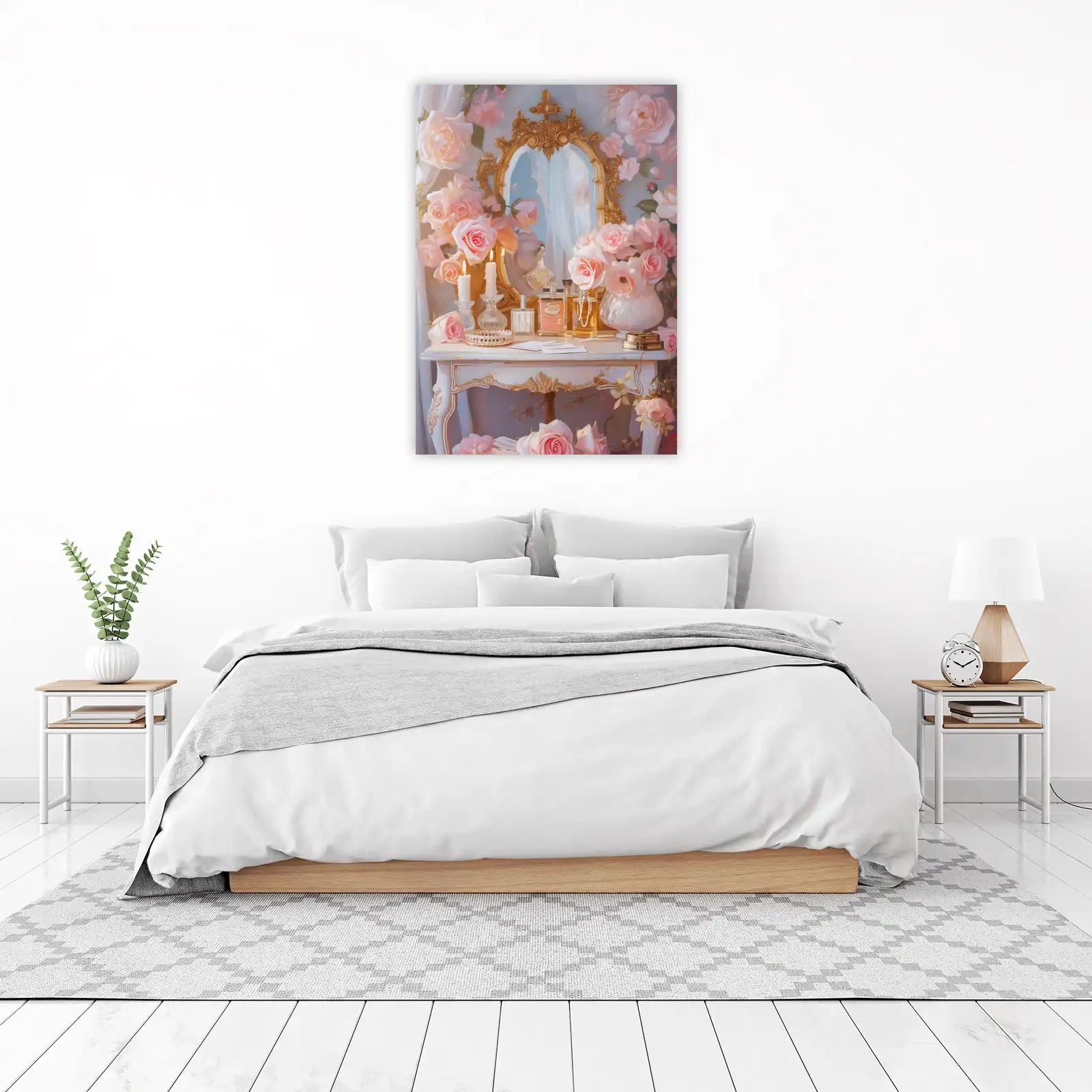 Elegant Roses & Perfume Vanity Gold Mirror Wall Art