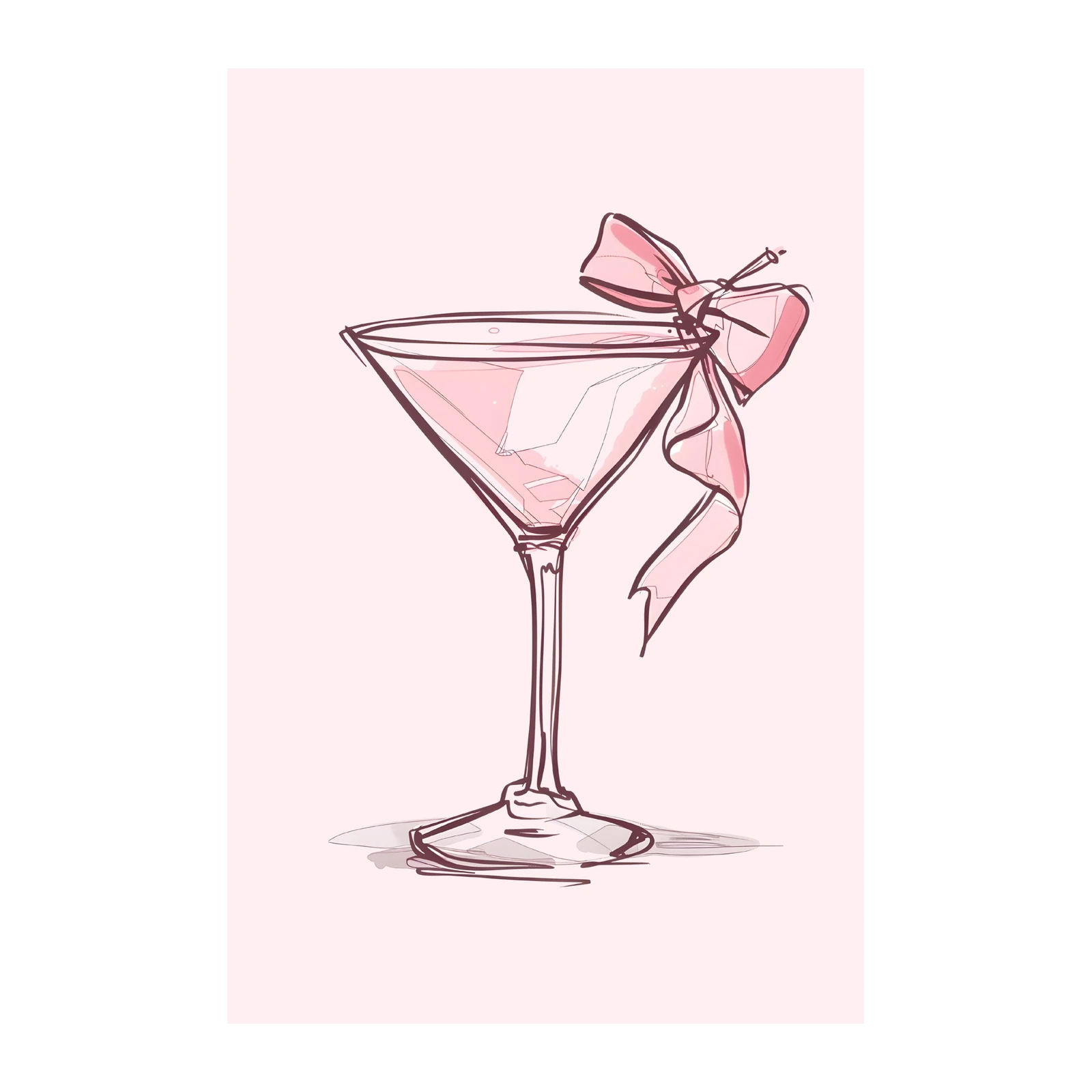 Pink Martini Bow Sketch Wall Art