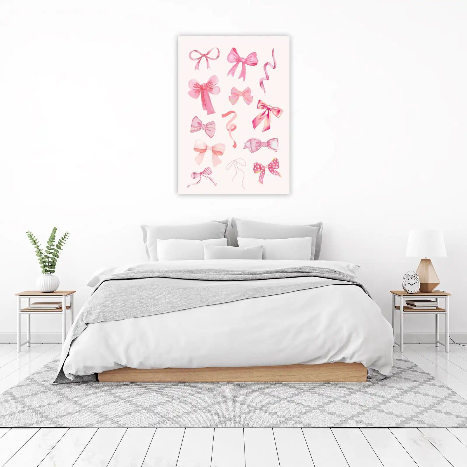Pretty Pink Bows Watercolor Wall Art