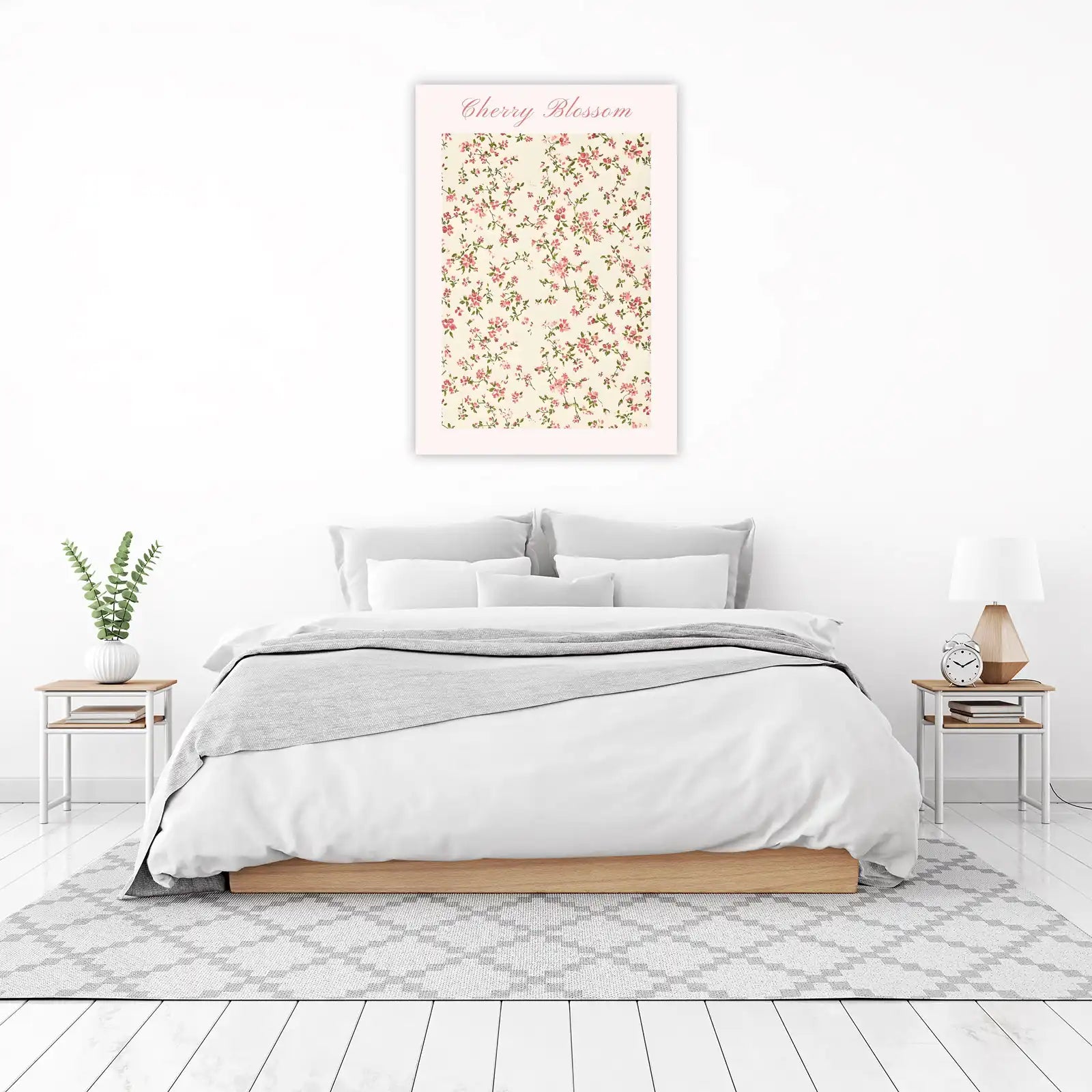 Vintage Cherry Blossom Floral Wall Art
