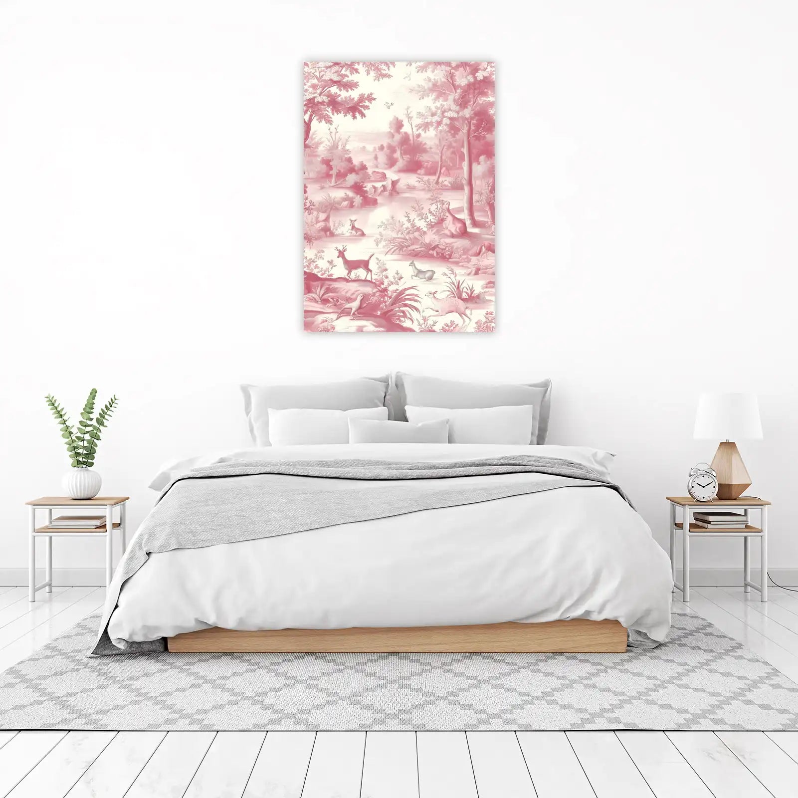 Pink Woodland Deer Scenic Wall Art