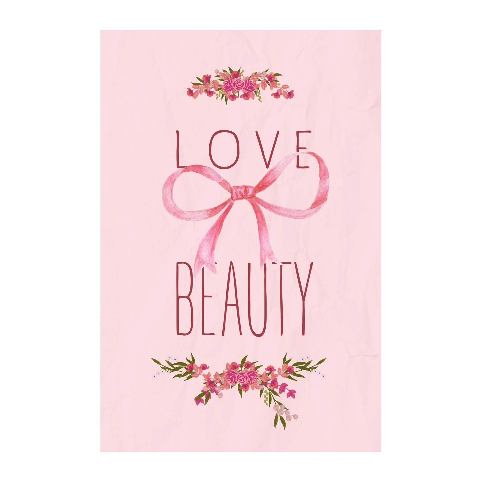 Love & Beauty Floral Ribbon Wall Art