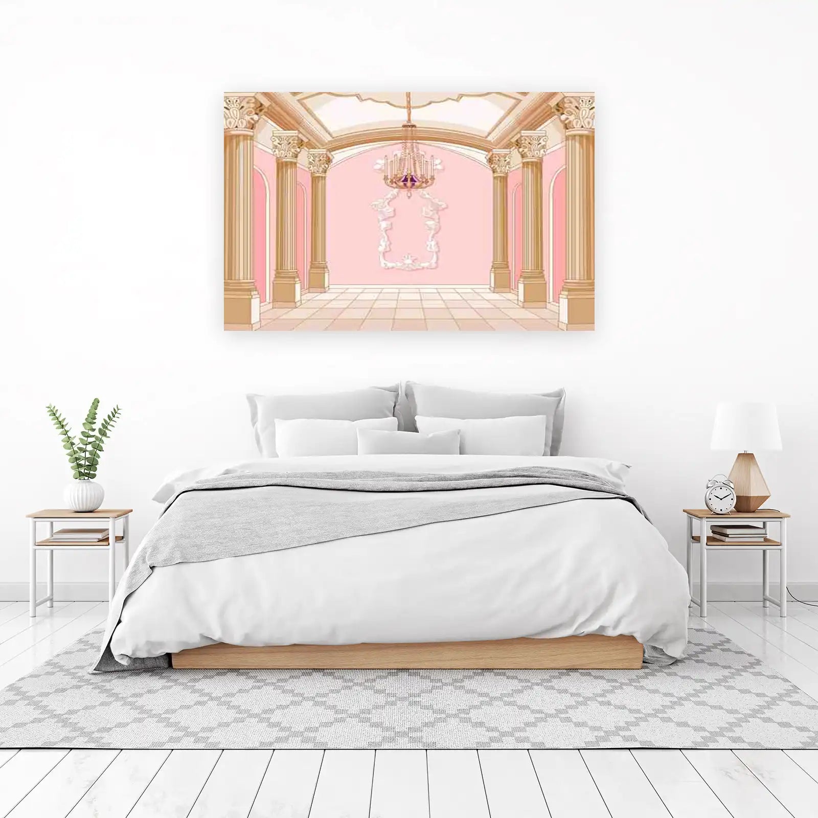 Elegant Pink Palace Hallway Wall Art