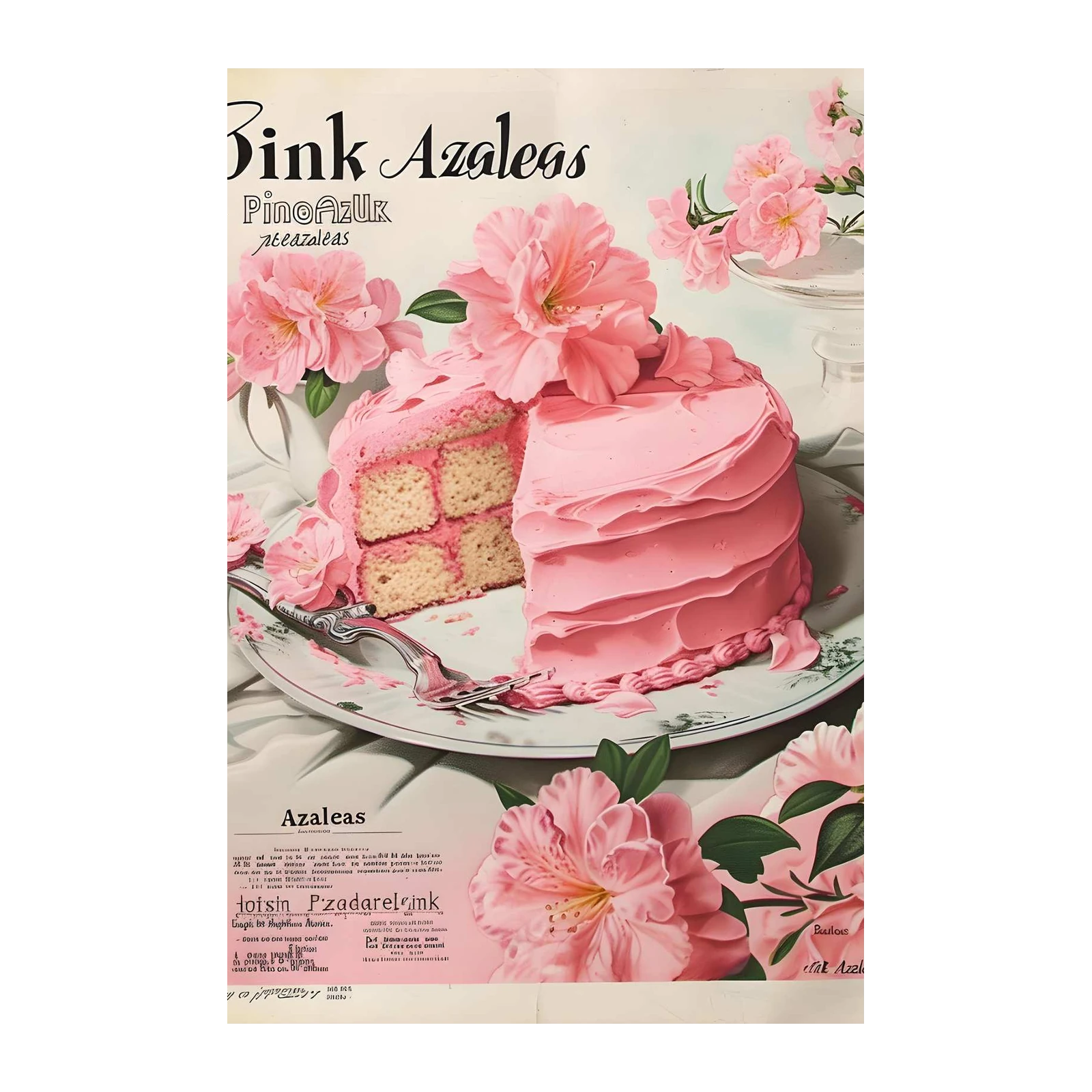Elegant Pink Azaleas Cake Wall Art