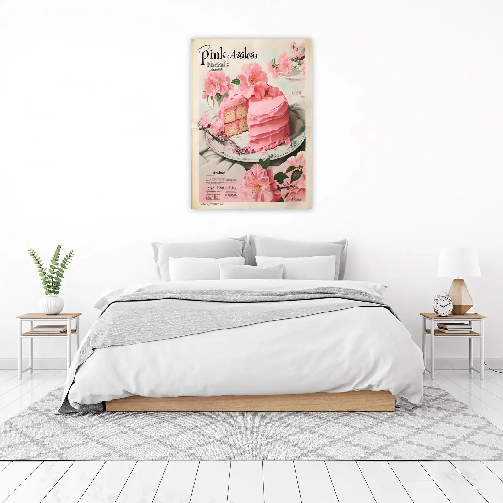 Elegant Pink Azaleas Cake Wall Art