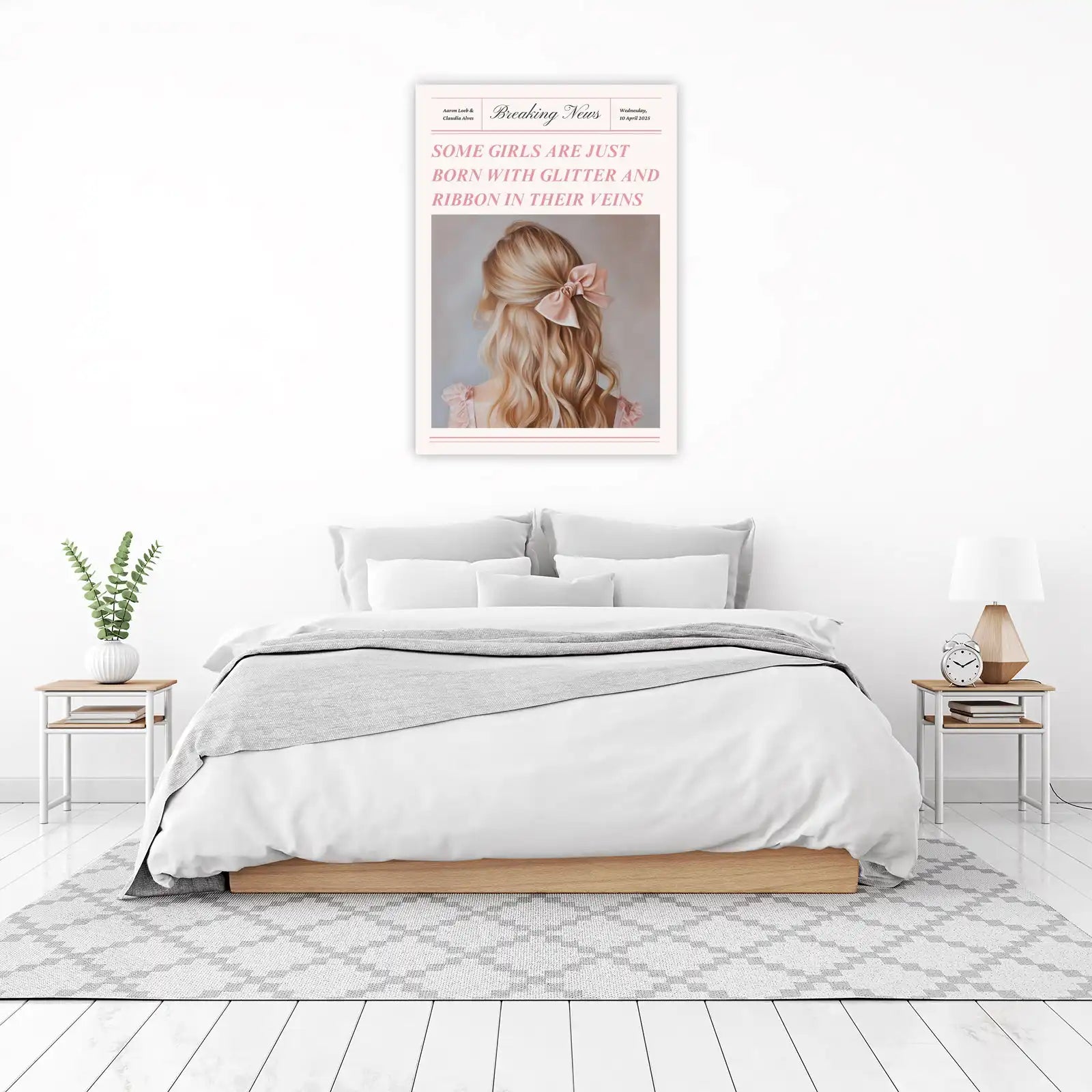 Born with Glitter Girls Hair Bow Wall Art