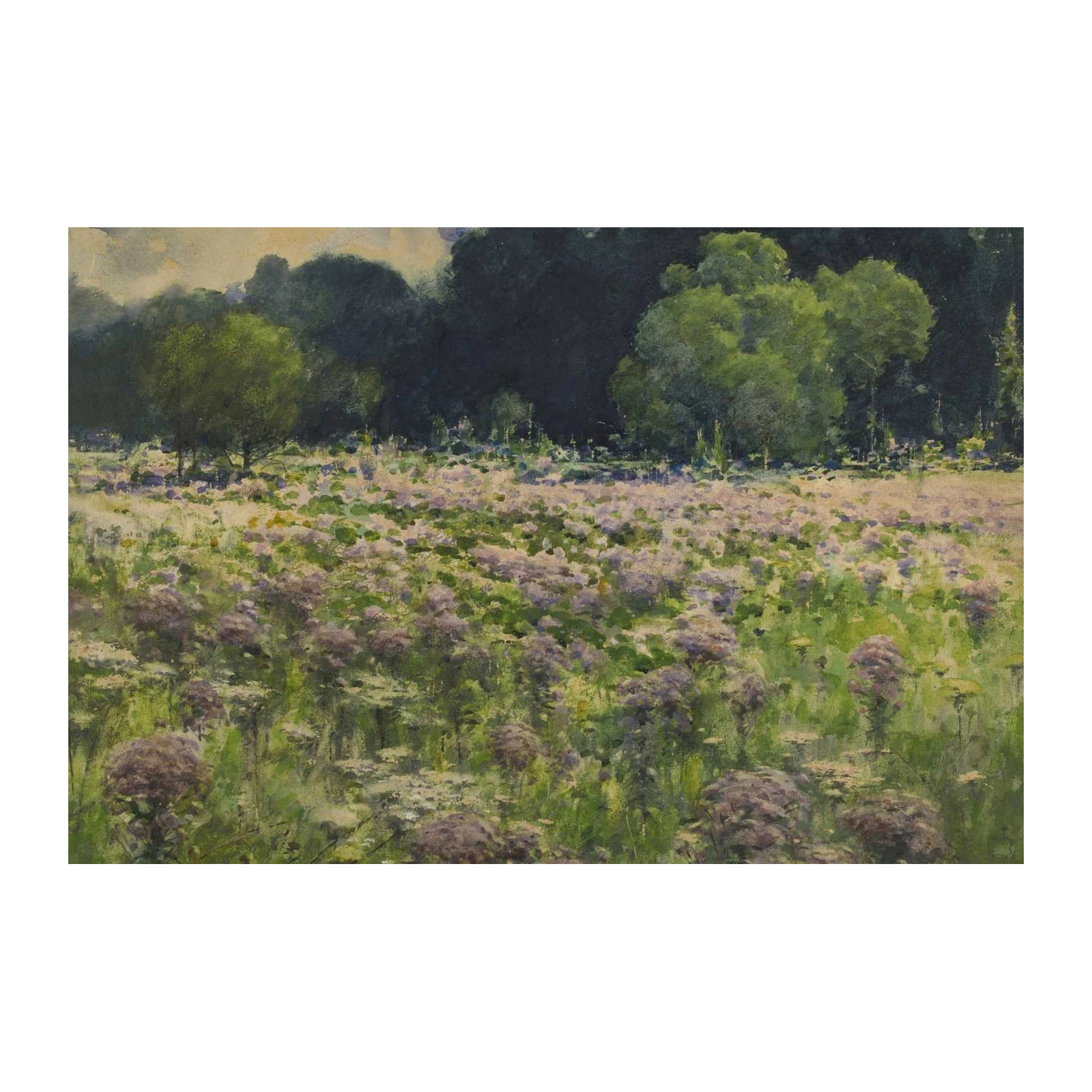 Serene Meadow Floral Landscape Wall Art