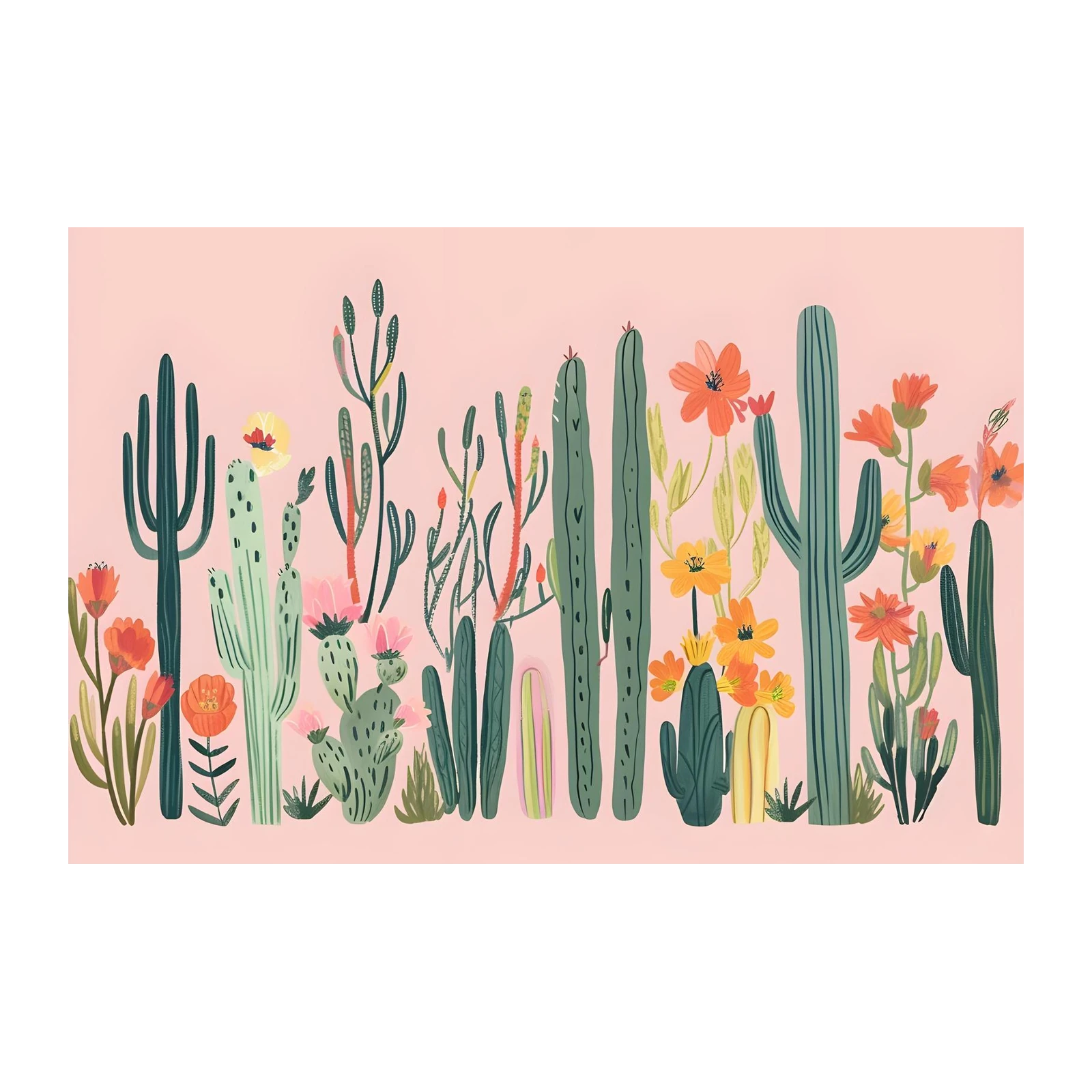 Desert Bloom Cactus Garden Wall Art