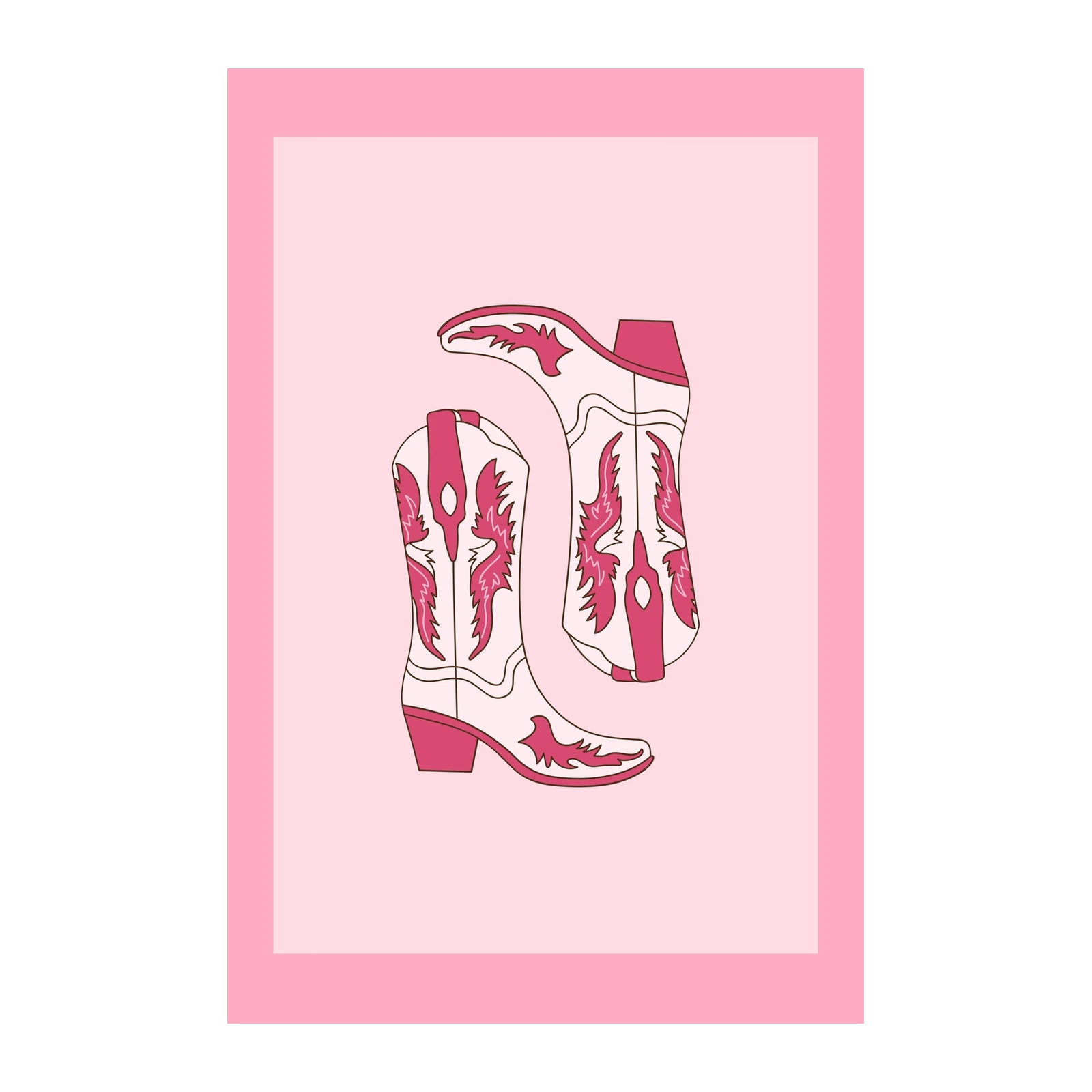 Pink Cowgirl Boots Wall Art Wall Art