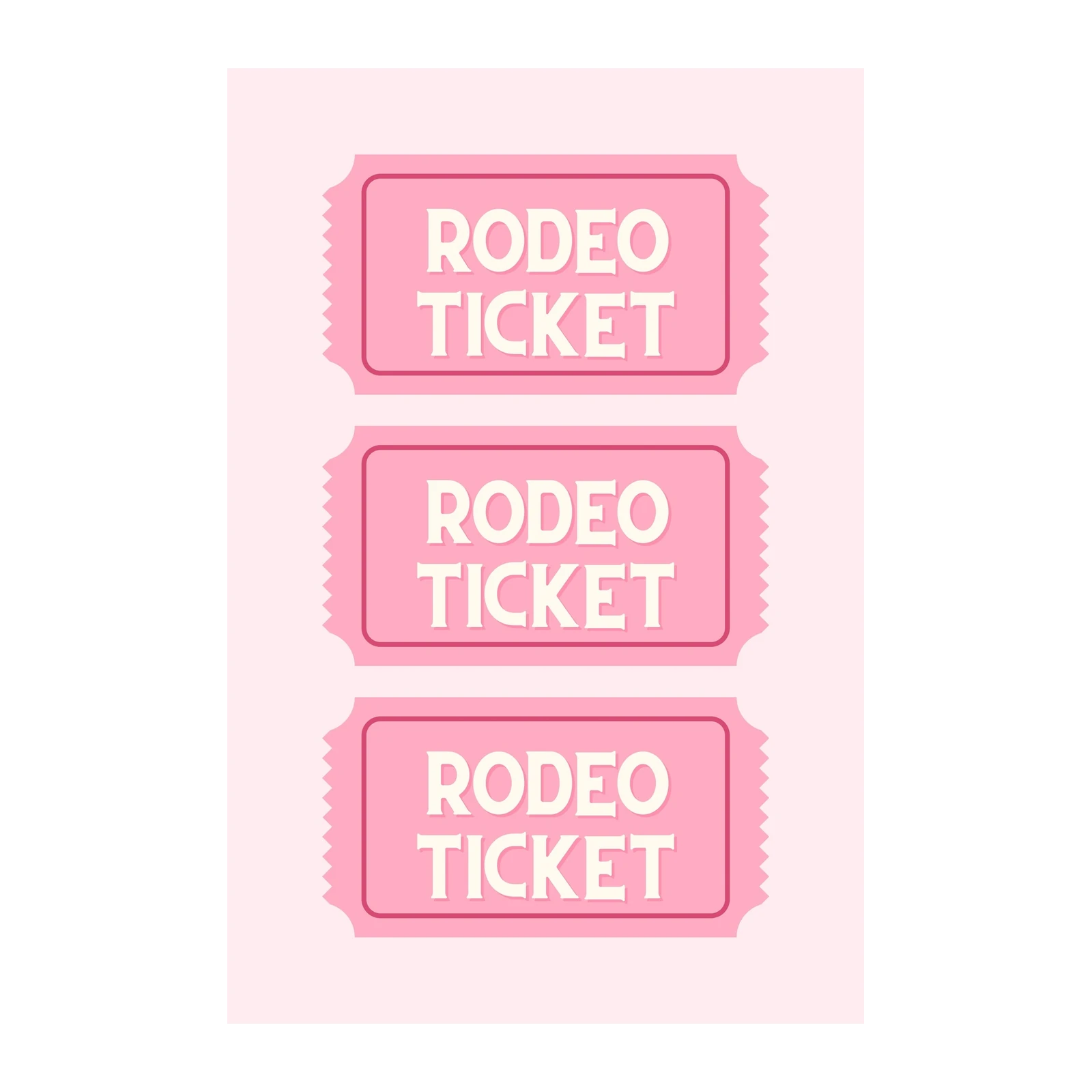 Cute Pink Rodeo Ticket Wall Art