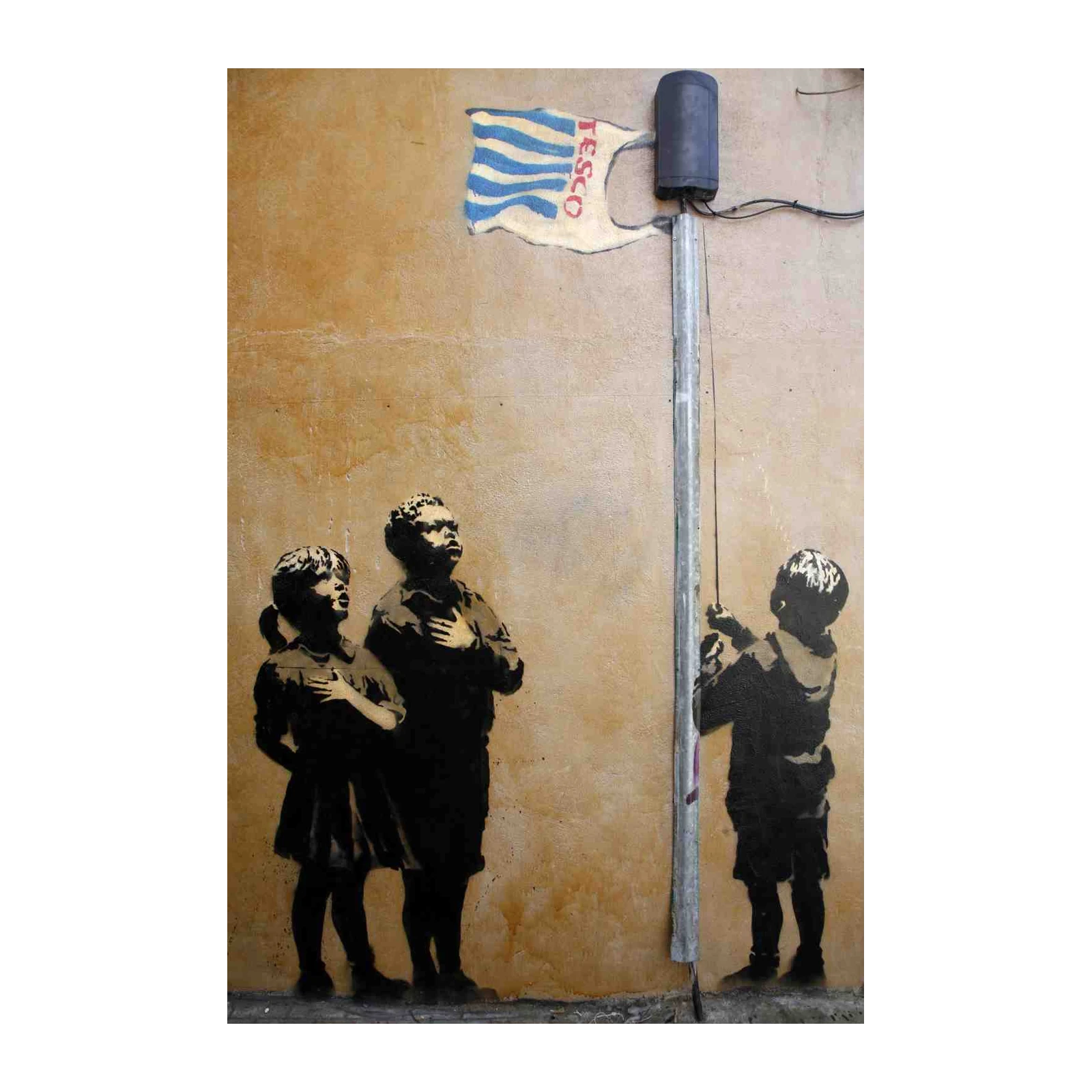 Children Raising Flag Banksy Style Wall Art