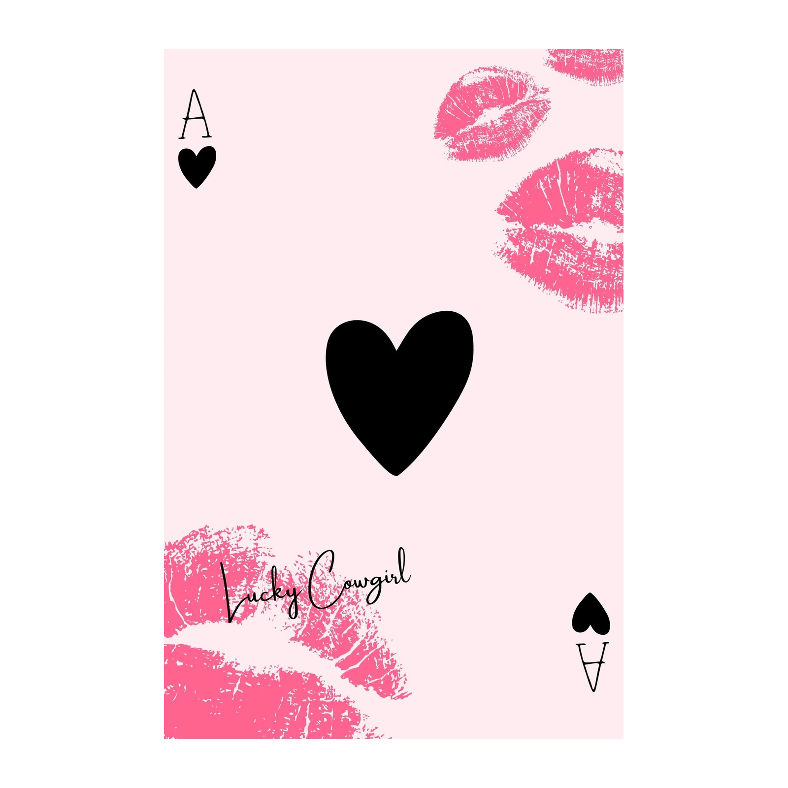 Lucky Cowgirl Ace of Hearts Kiss Wall Art