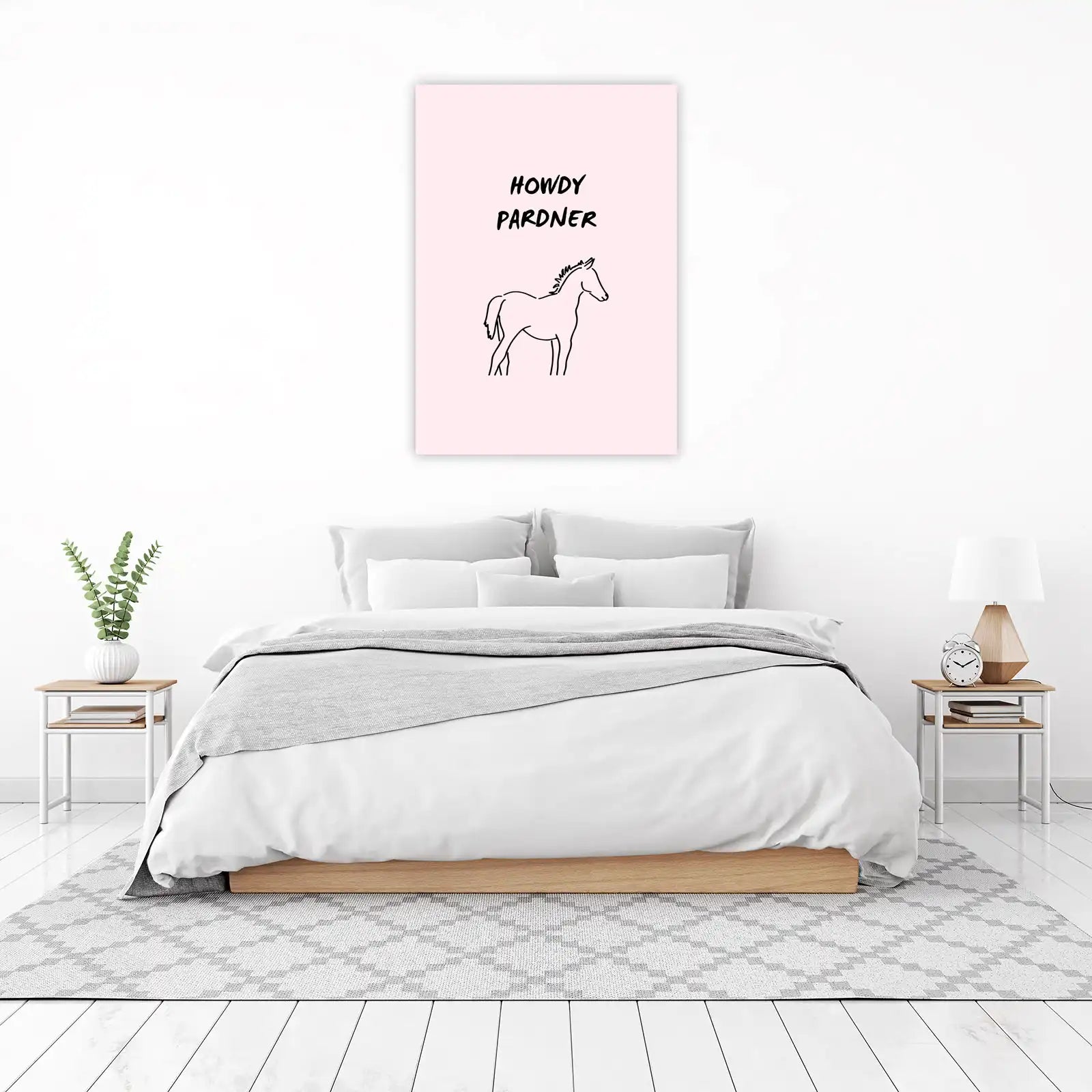 Howdy Partner Horse Line Art Wall Art