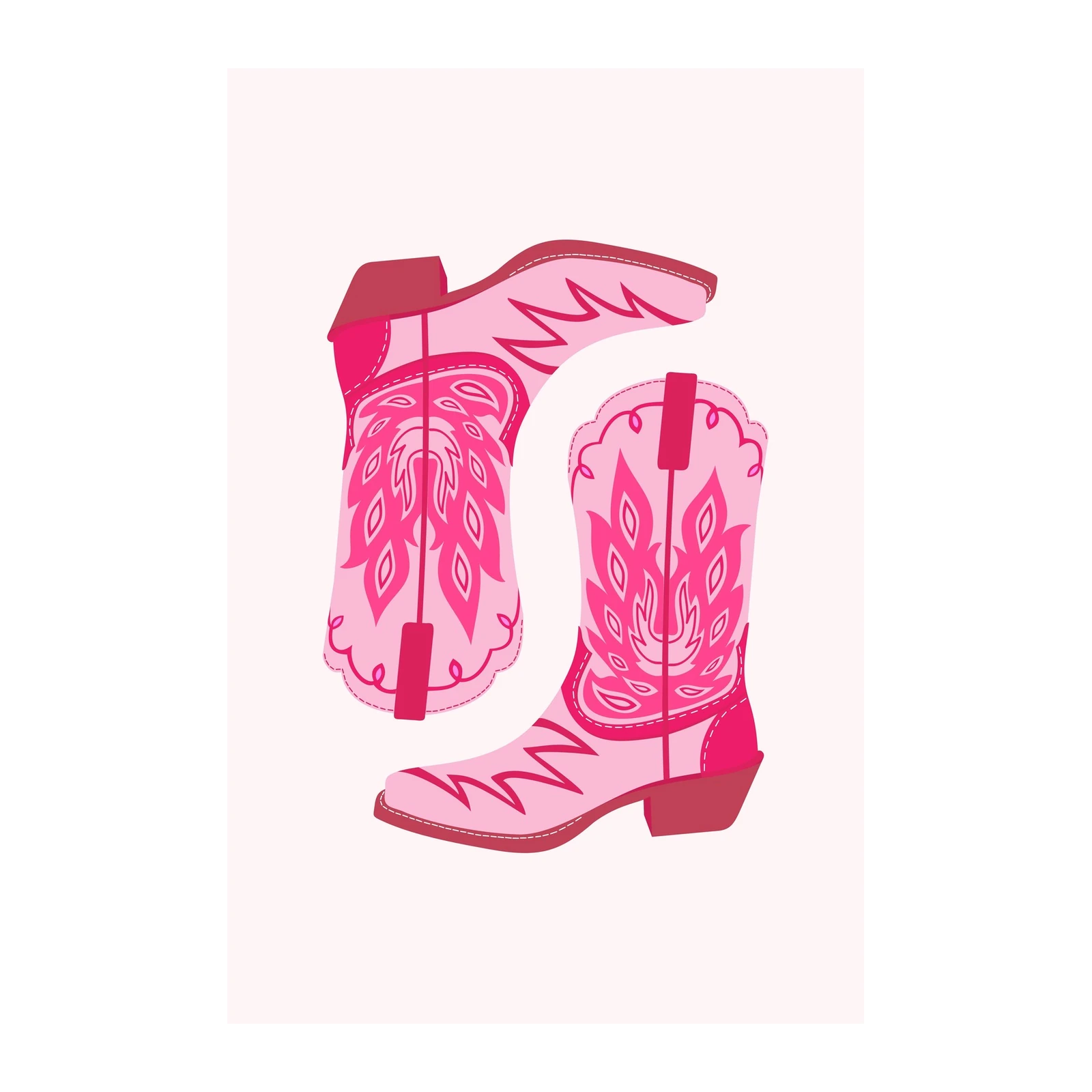 Pink Western Cowboy Boots Wall Art Wall Art