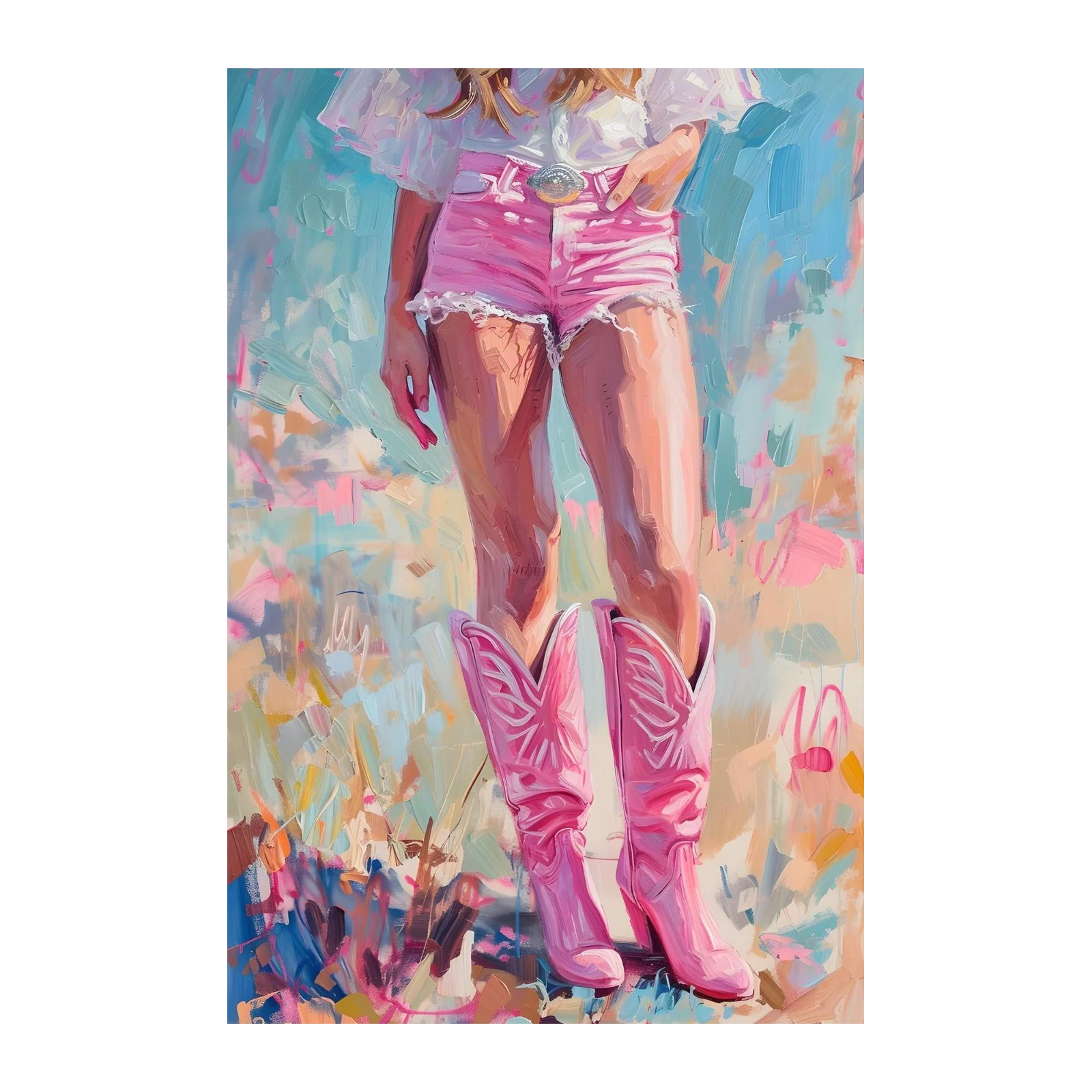 Vibrant Pink Cowboy Boots Statement Wall Art