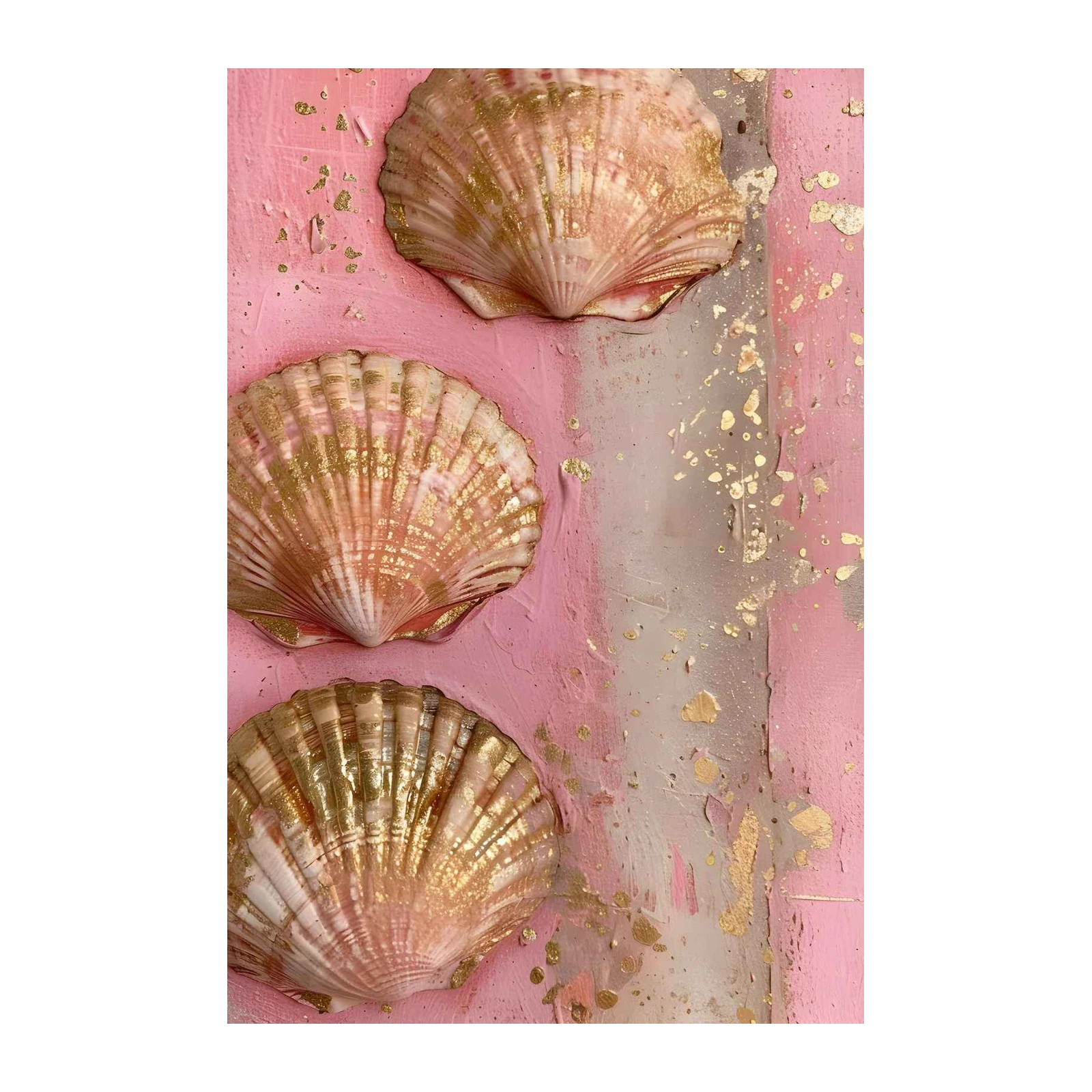 Luxury Pink & Gold Seashell Wall Art