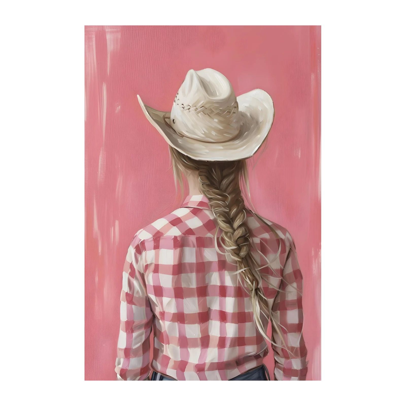 Cowgirl Charm Pink Gingham Wall Art