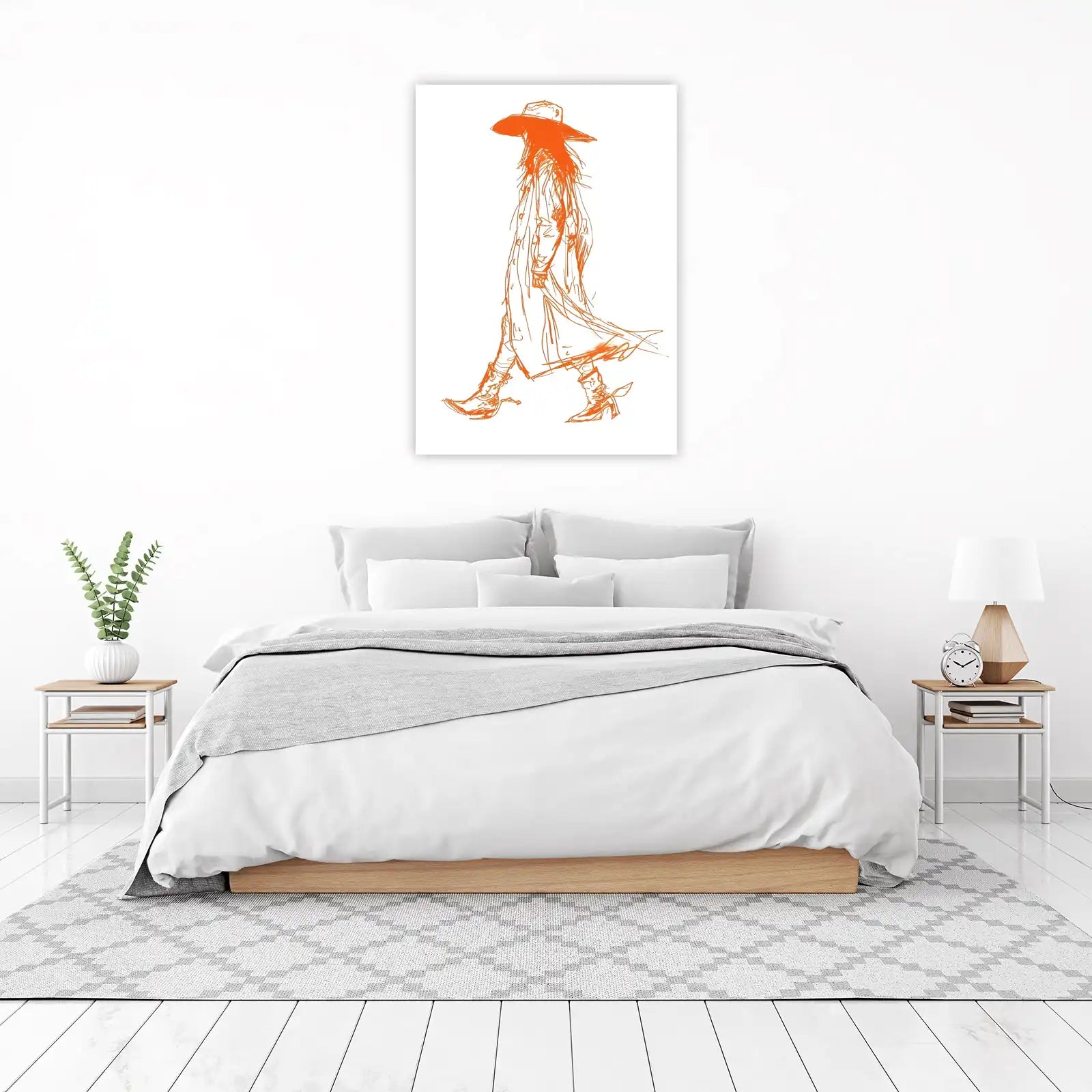 Bohemian Wanderer Orange Sketch Wall Art