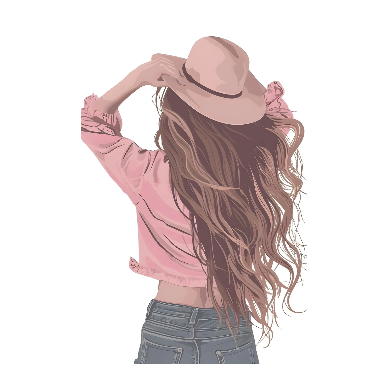 Boho Chic Girl with Flowing Hair Wall Art