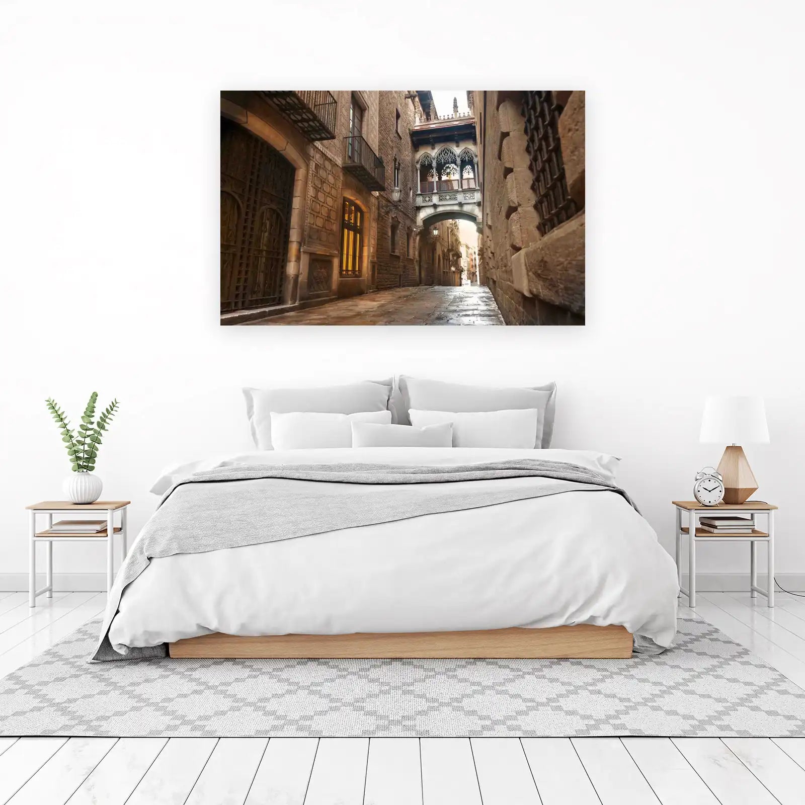 Gothic Barcelona Alleyway Bridge Wall Art