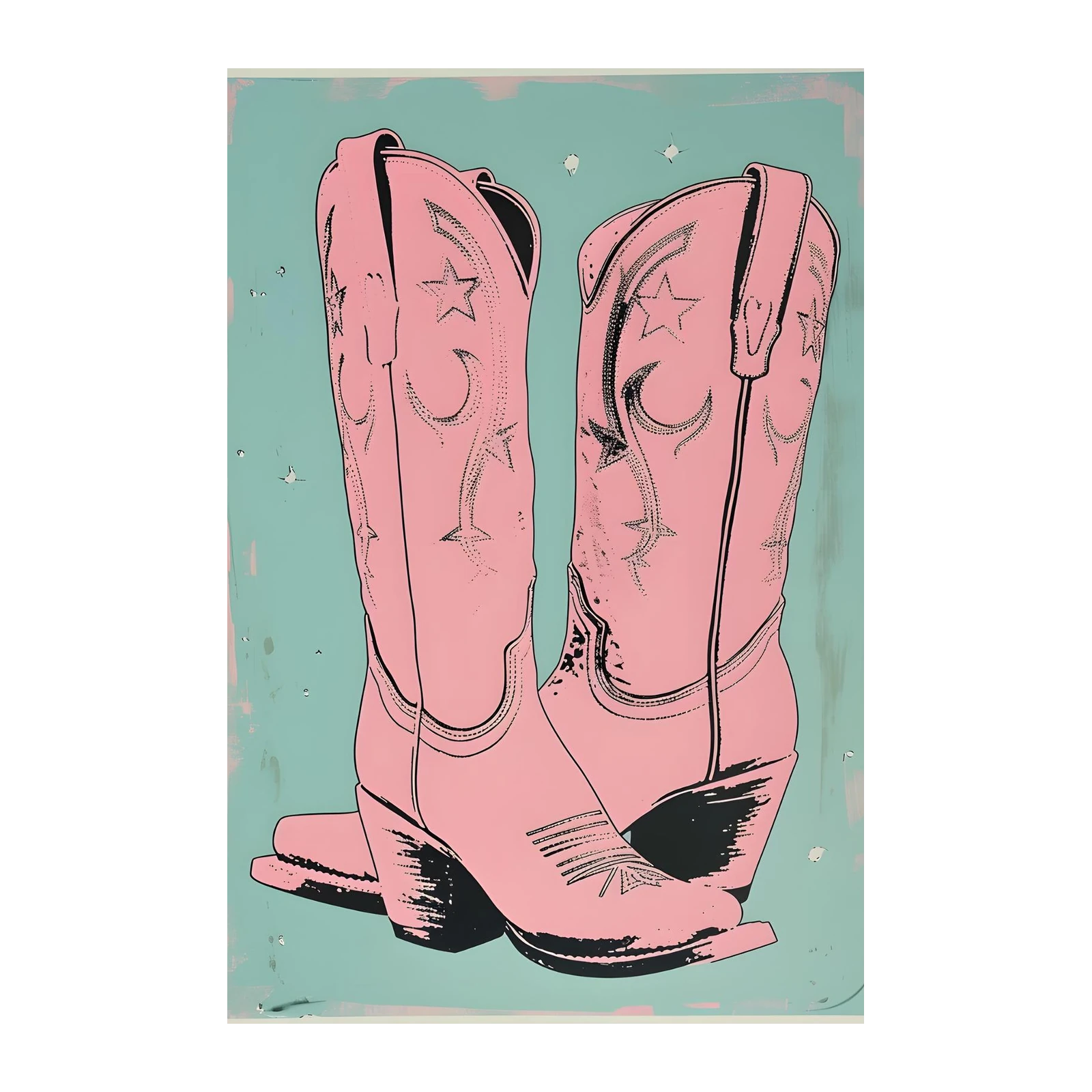 Pink Cowboy Boots Pop Art Wall Art