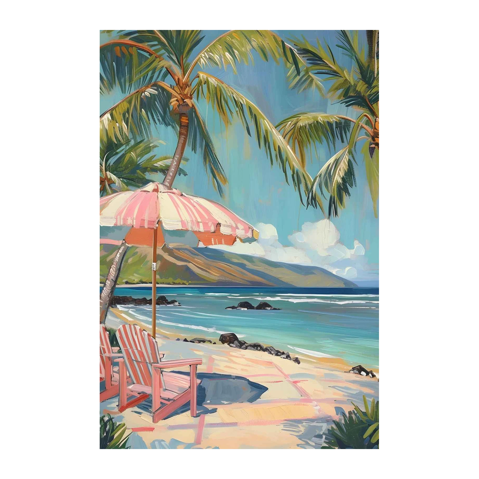 Tropical Beach Paradise Palm Trees Wall Art