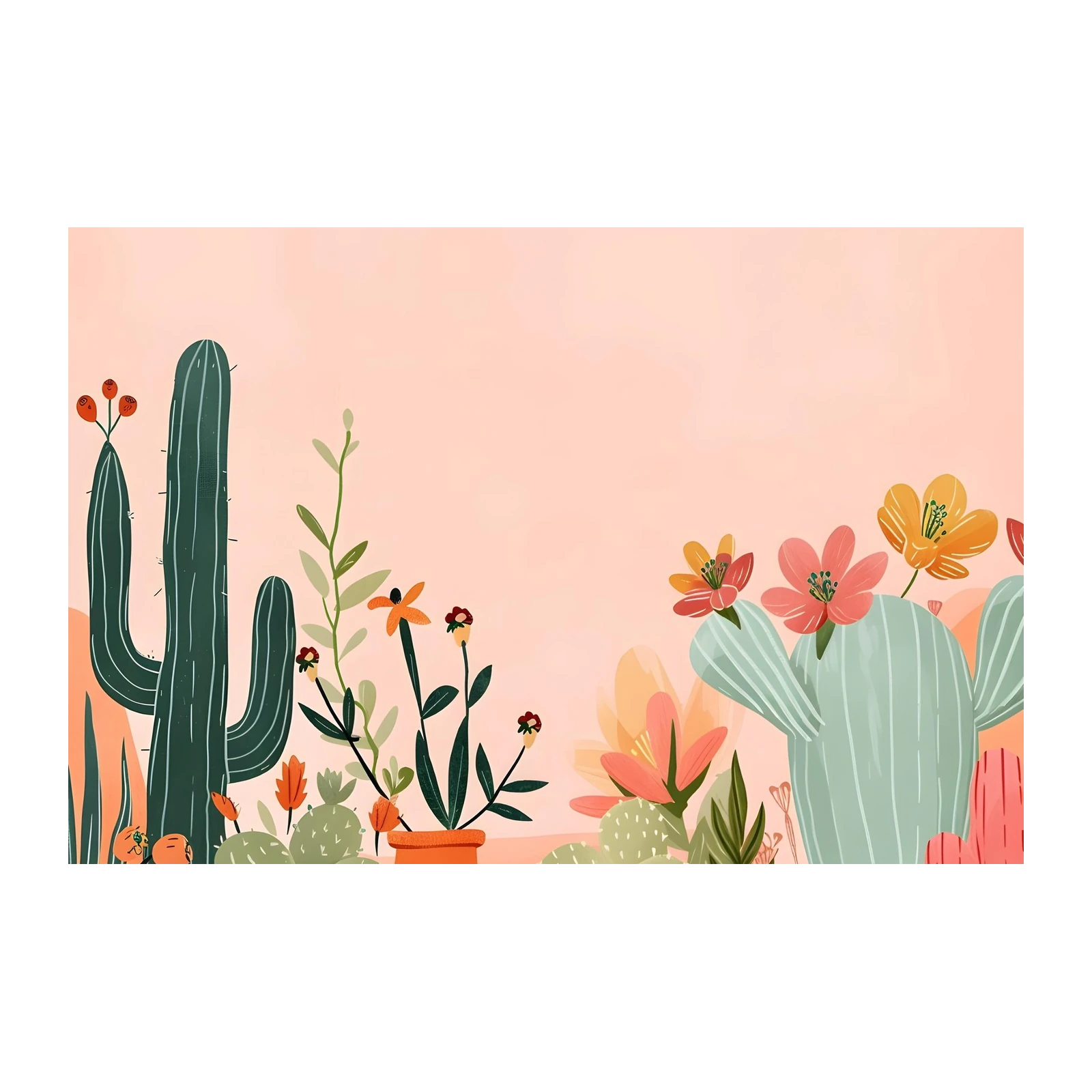 Desert Bloom Cactus Art Wall Art