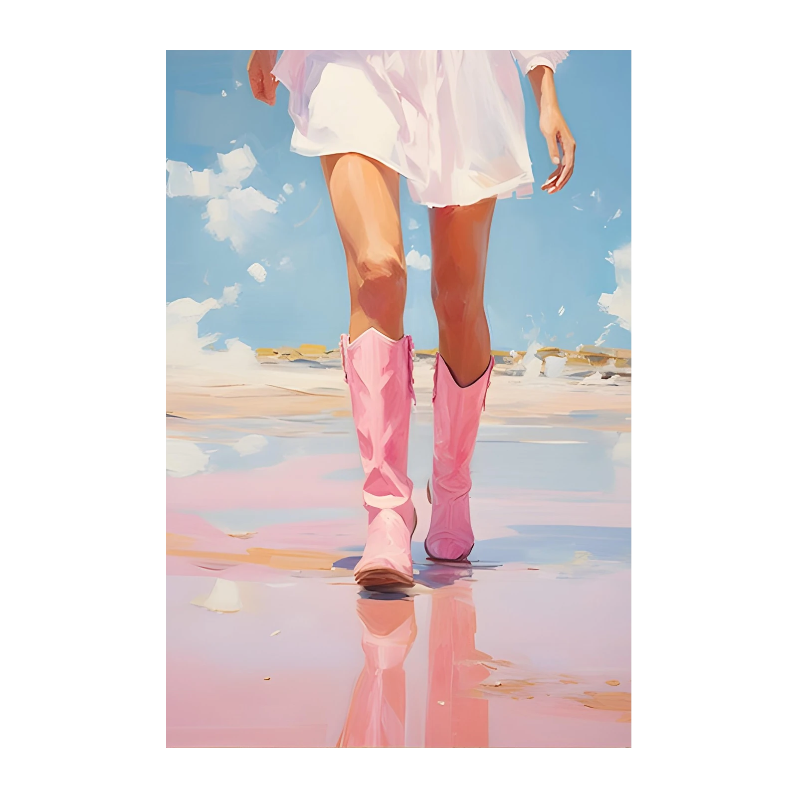 Pink Boots Beach Walk Wall Art