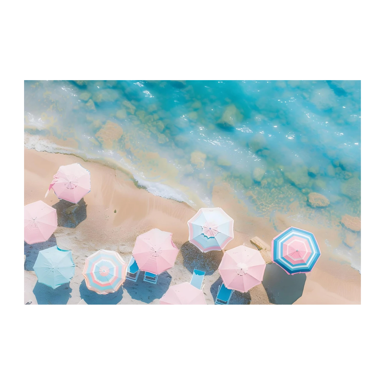 Pastel Beach Umbrellas Aerial Wall Art